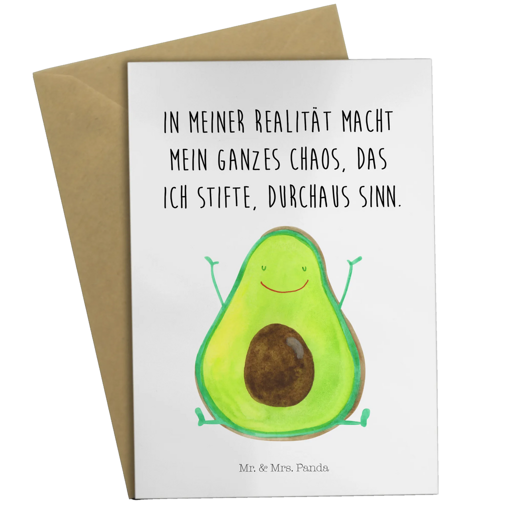 Grußkarte Avocado Glücklich Grußkarte, Klappkarte, Einladungskarte, Glückwunschkarte, Hochzeitskarte, Geburtstagskarte, Karte, Ansichtskarten, Avocado, Veggie, Vegan, Gesund, Chaos