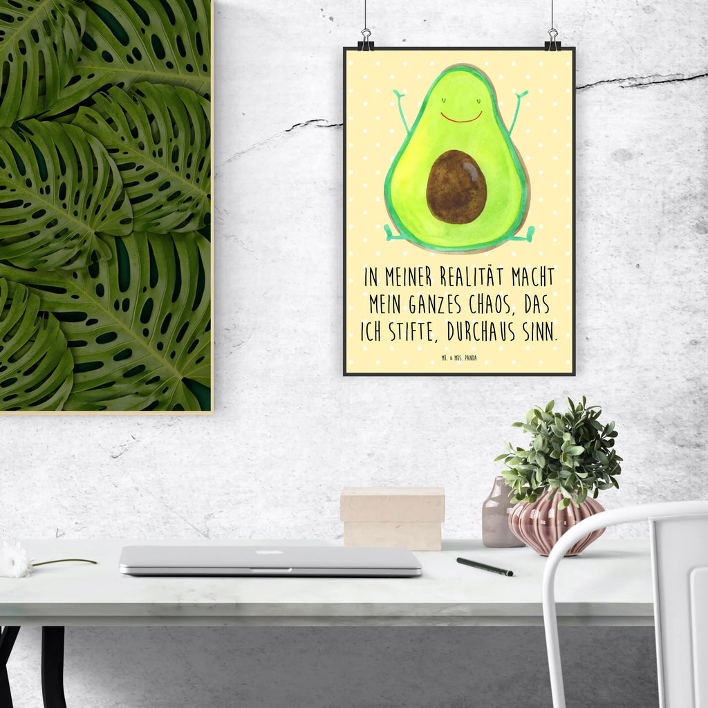 Poster Avocado Glücklich Poster, Wandposter, Bild, Wanddeko, Küchenposter, Kinderposter, Wanddeko Bild, Raumdekoration, Wanddekoration, Handgemaltes Poster, Mr. & Mrs. Panda Poster, Designposter, Kunstdruck, Posterdruck, Avocado, Veggie, Vegan, Gesund, Chaos