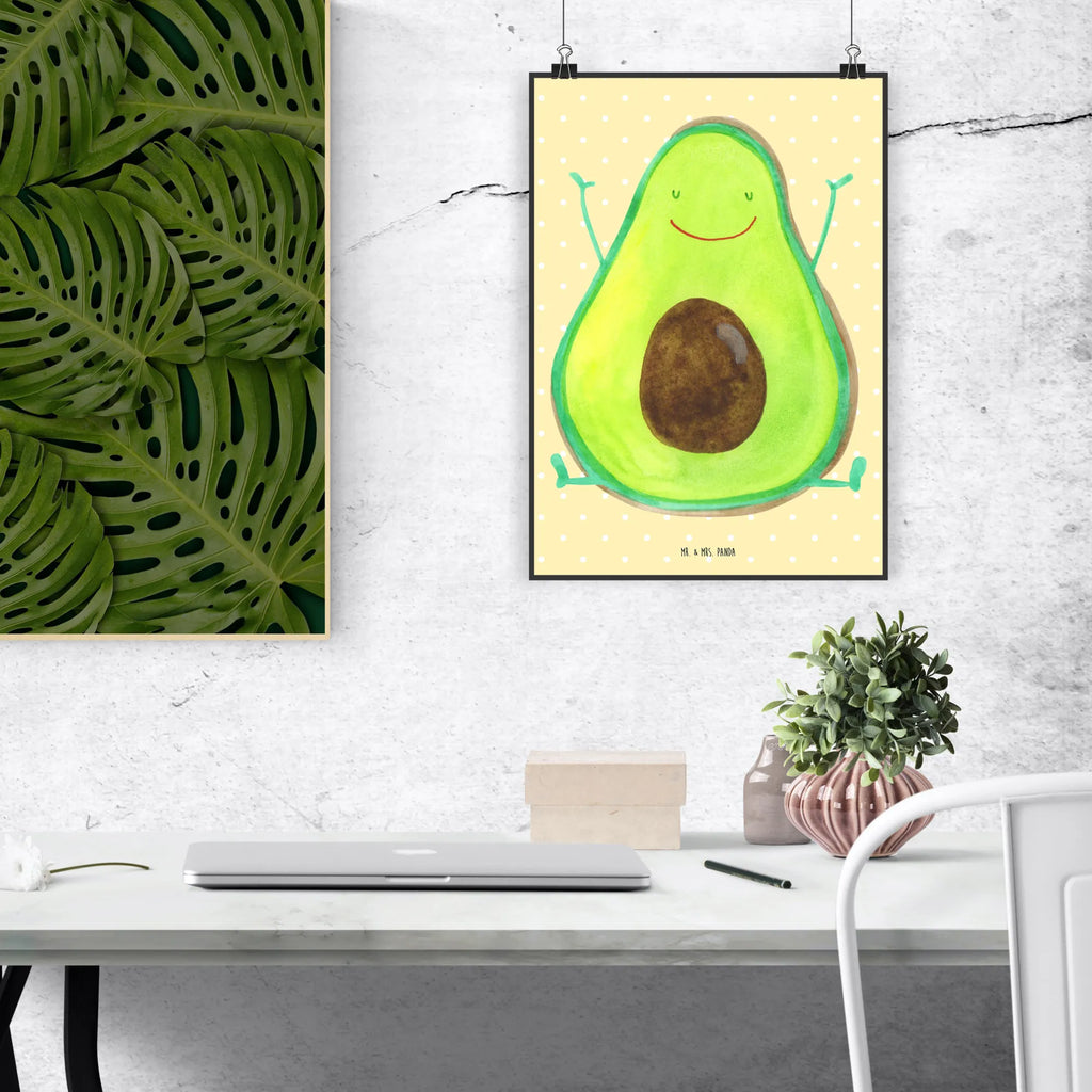 Poster Avocado Glücklich Poster, Wandposter, Bild, Wanddeko, Küchenposter, Kinderposter, Wanddeko Bild, Raumdekoration, Wanddekoration, Handgemaltes Poster, Mr. & Mrs. Panda Poster, Designposter, Kunstdruck, Posterdruck, Avocado, Veggie, Vegan, Gesund, Chaos