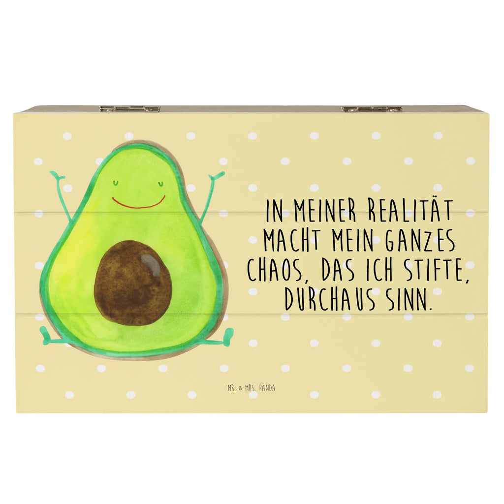 Holzkiste Avocado Glücklich Holzkiste, Kiste, Schatzkiste, Truhe, Schatulle, XXL, Erinnerungsbox, Erinnerungskiste, Dekokiste, Aufbewahrungsbox, Geschenkbox, Geschenkdose, Avocado, Veggie, Vegan, Gesund, Chaos