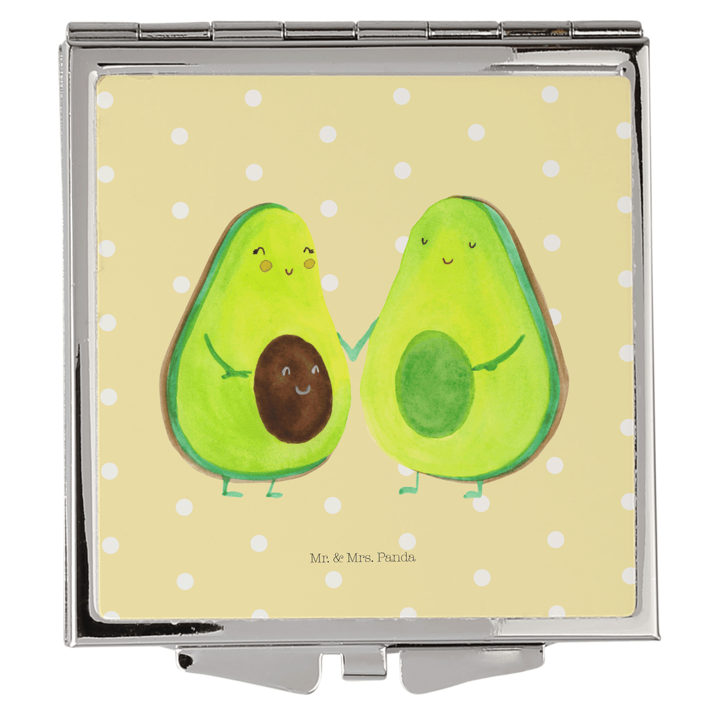 Handtaschenspiegel quadratisch Avocado Pärchen Spiegel, Handtasche, Quadrat, silber, schminken, Schminkspiegel, Avocado, Veggie, Vegan, Gesund, Avocuddle, Liebe, Schwangerschaft, Familie, Babyshower, Babyparty, Hochzeit, Kinder, Avocados, Geburt