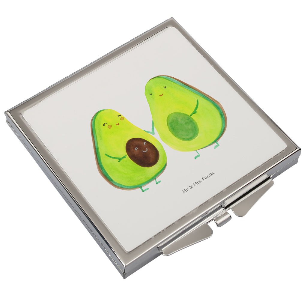 Handtaschenspiegel quadratisch Avocado Pärchen Spiegel, Handtasche, Quadrat, silber, schminken, Schminkspiegel, Avocado, Veggie, Vegan, Gesund, Avocuddle, Liebe, Schwangerschaft, Familie, Babyshower, Babyparty, Hochzeit, Kinder, Avocados, Geburt