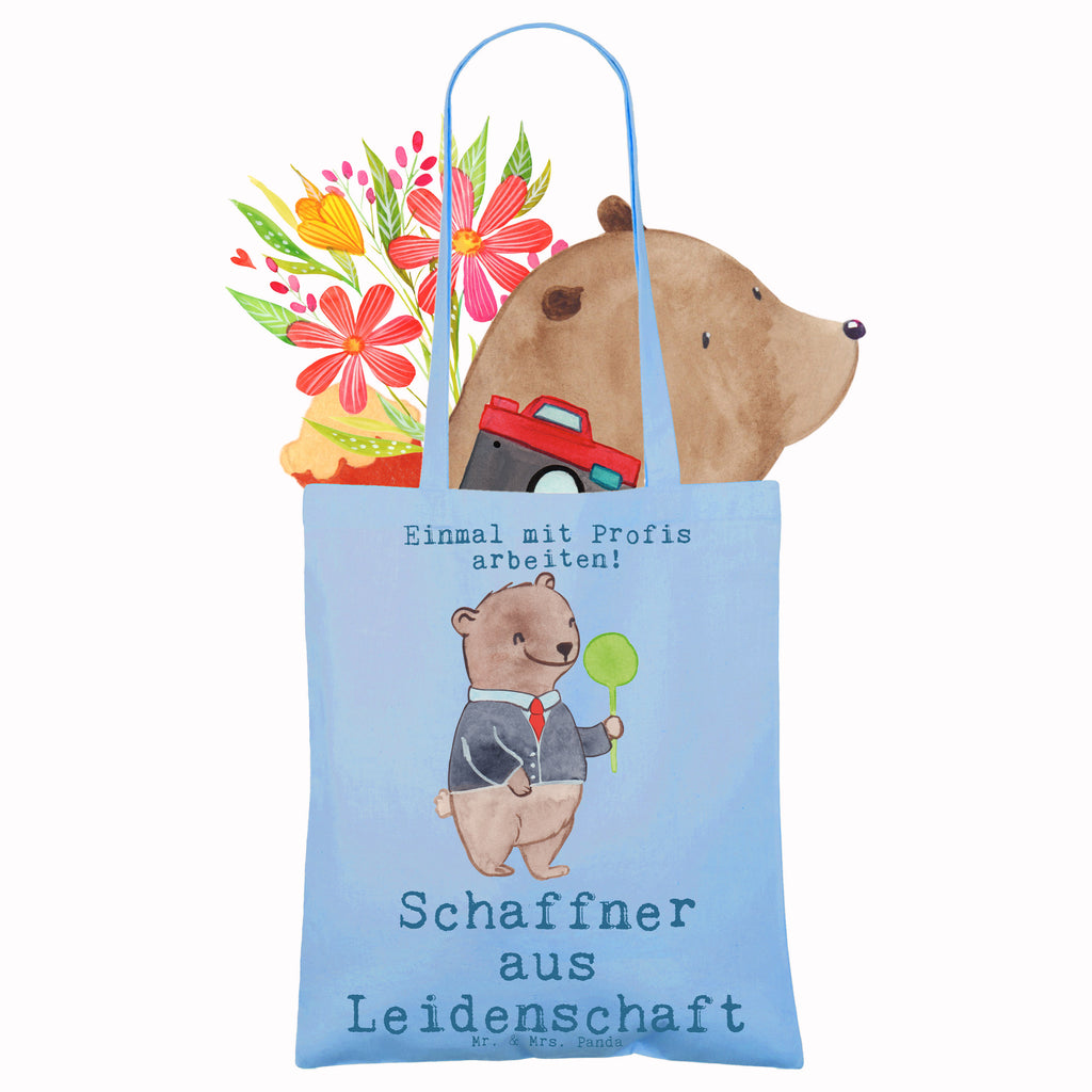 Tragetasche Schaffner aus Leidenschaft Beuteltasche, Beutel, Einkaufstasche, Jutebeutel, Stoffbeutel, Tasche, Shopper, Umhängetasche, Strandtasche, Schultertasche, Stofftasche, Tragetasche, Badetasche, Jutetasche, Einkaufstüte, Laptoptasche, Beruf, Ausbildung, Jubiläum, Abschied, Rente, Kollege, Kollegin, Geschenk, Schenken, Arbeitskollege, Mitarbeiter, Firma, Danke, Dankeschön