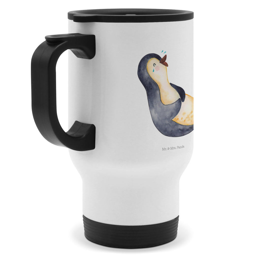 Thermobecher Pinguin Lachen Thermobecher, To Go Becher, Thermotasse, Kaffeebecher, Isolierbecher, Thermobecher To Go, Warmhaltetasse, Edelstahlbecher, Reisebecher, Tasse mit Deckel, Thermobecher für 400 ml, Kaffeetasse zum Mitnehmen, Tasse zum Mitnehmen, Spülmaschinenfest, Pinguin, Pinguine, lustiger Spruch, Optimismus, Fröhlich, Lachen, Humor, Fröhlichkeit