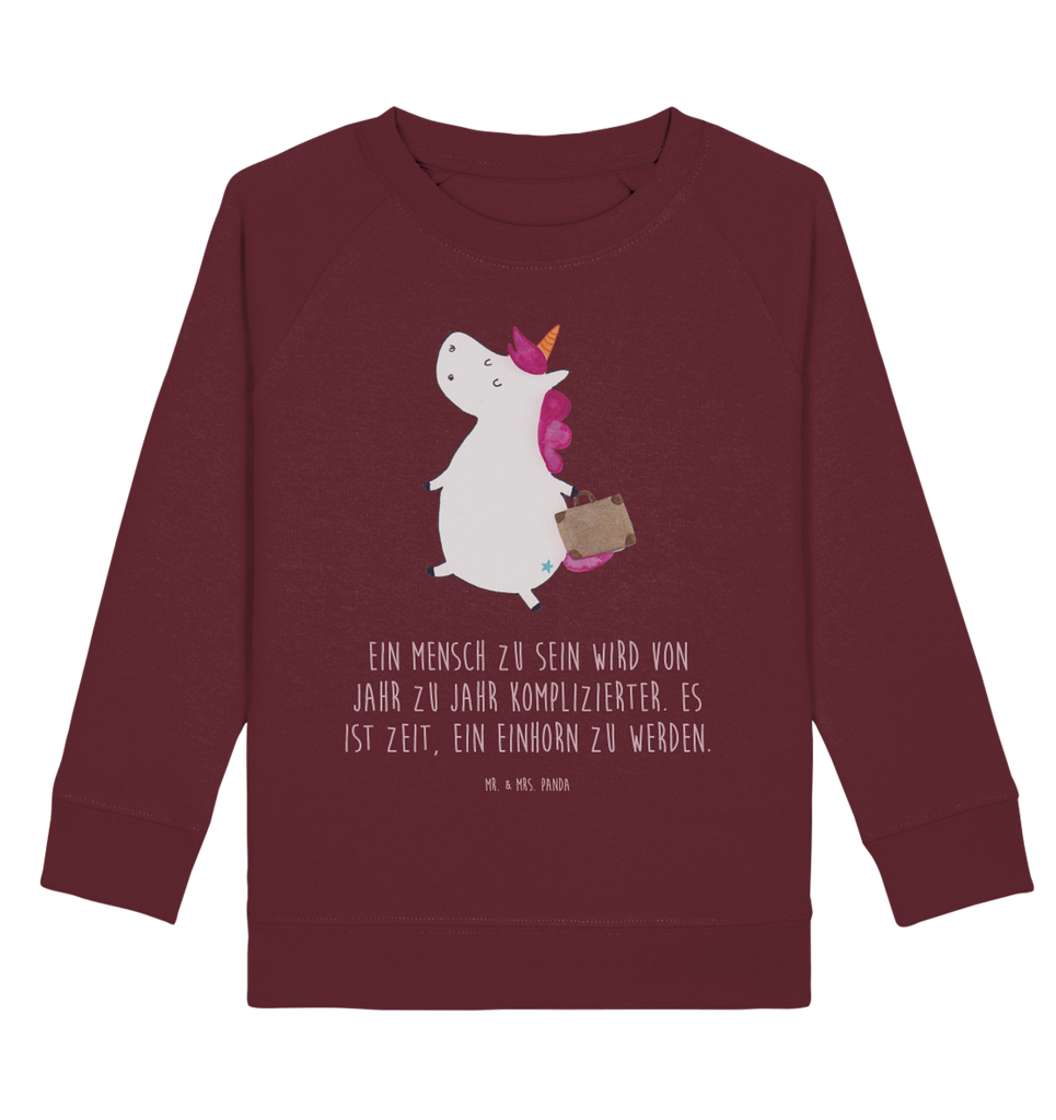 Organic Kinder Pullover Einhorn Koffer Kinder Pullover, Kinder Sweatshirt, Jungen, Mädchen, Einhorn, Einhörner, Einhorn Deko, Pegasus, Unicorn, unicorn, Koffer, Verreisen, Reise, Gepäck, Abenteuer, Erwachsen, Kind, albern, Spaß, lustig, witzig