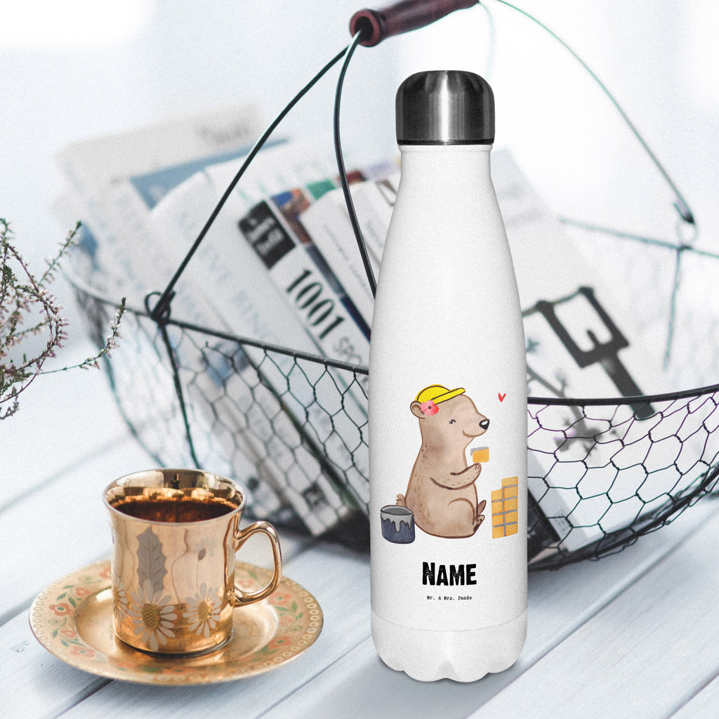 Personalisierte Thermosflasche Maurerin mit Herz Personalisierte Isolierflasche, Personalisierte Thermoflasche, Personalisierte Trinkflasche, Trinkflasche Mit Namen, Wunschname, Bedrucken, Namensflasche, Beruf, Ausbildung, Jubiläum, Abschied, Rente, Kollege, Kollegin, Geschenk, Schenken, Arbeitskollege, Mitarbeiter, Firma, Danke, Dankeschön, Maurerin, Maurermeisterin, Gesellenprüfung, Handwerkerin, Maurerbetrieb