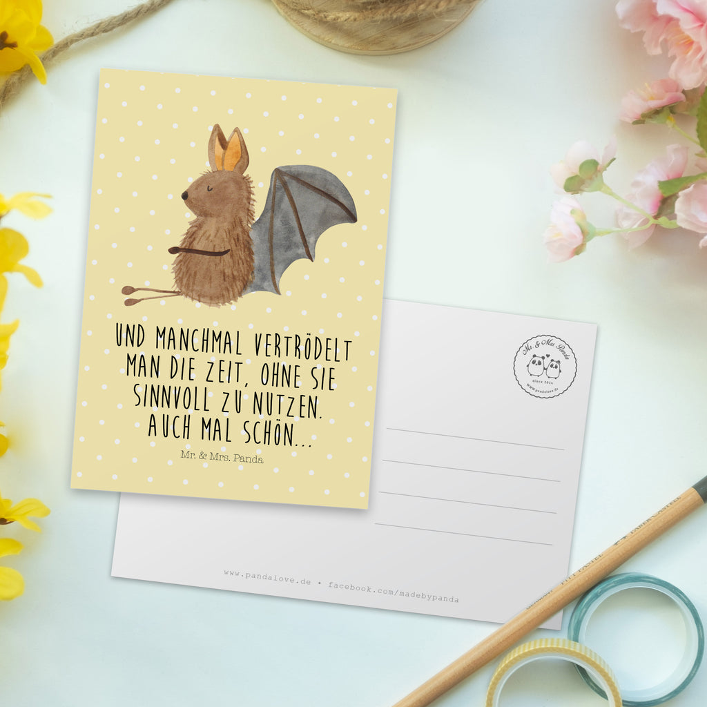 Postkarte Fledermaus Sitzen Postkarte, Karte, Geschenkkarte, Grußkarte, Einladung, Ansichtskarte, Geburtstagskarte, Einladungskarte, Dankeskarte, Ansichtskarten, Einladung Geburtstag, Einladungskarten Geburtstag, Tiermotive, Gute Laune, lustige Sprüche, Tiere, Fledermaus, Fledermäuse, Motivation, entspannen