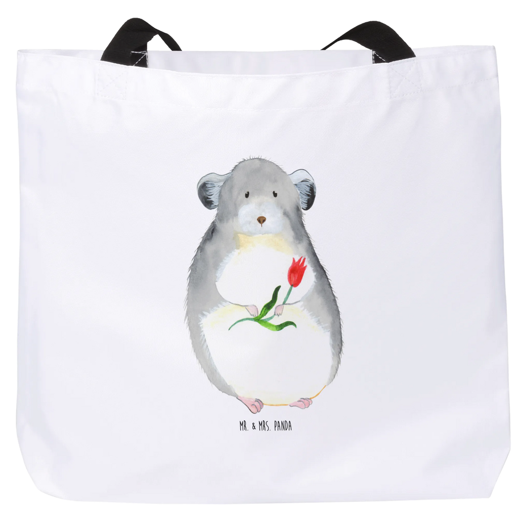 Shopper Chinchilla Blume Beutel, Einkaufstasche, Tasche, Strandtasche, Einkaufsbeutel, Shopper, Schultasche, Freizeittasche, Tragebeutel, Schulbeutel, Alltagstasche, Tiermotive, Gute Laune, lustige Sprüche, Tiere, Chinchilla, Chinchillas, Liebeskummer, Kummer, Depressionen, traurig sein, Chaos, Glücklichsein, Büro, Büroalltag