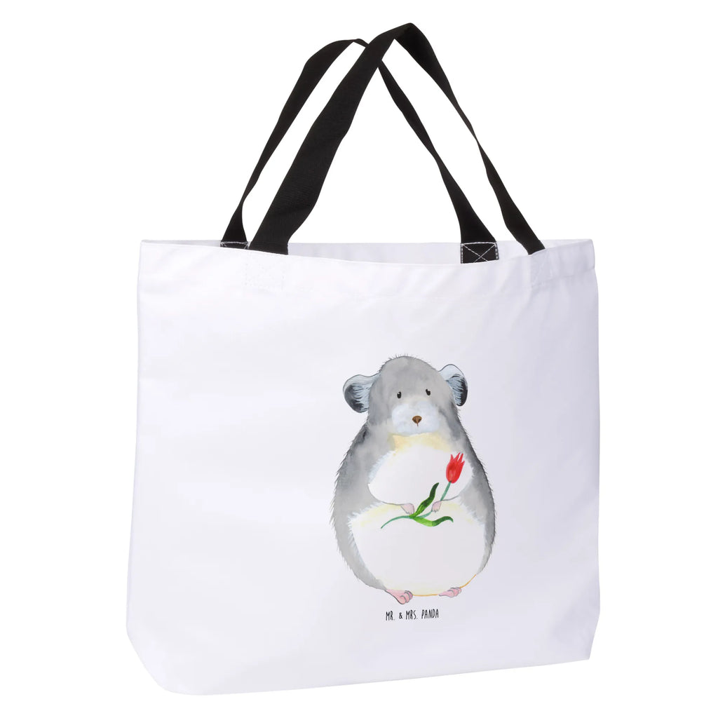 Shopper Chinchilla Blume Beutel, Einkaufstasche, Tasche, Strandtasche, Einkaufsbeutel, Shopper, Schultasche, Freizeittasche, Tragebeutel, Schulbeutel, Alltagstasche, Tiermotive, Gute Laune, lustige Sprüche, Tiere, Chinchilla, Chinchillas, Liebeskummer, Kummer, Depressionen, traurig sein, Chaos, Glücklichsein, Büro, Büroalltag