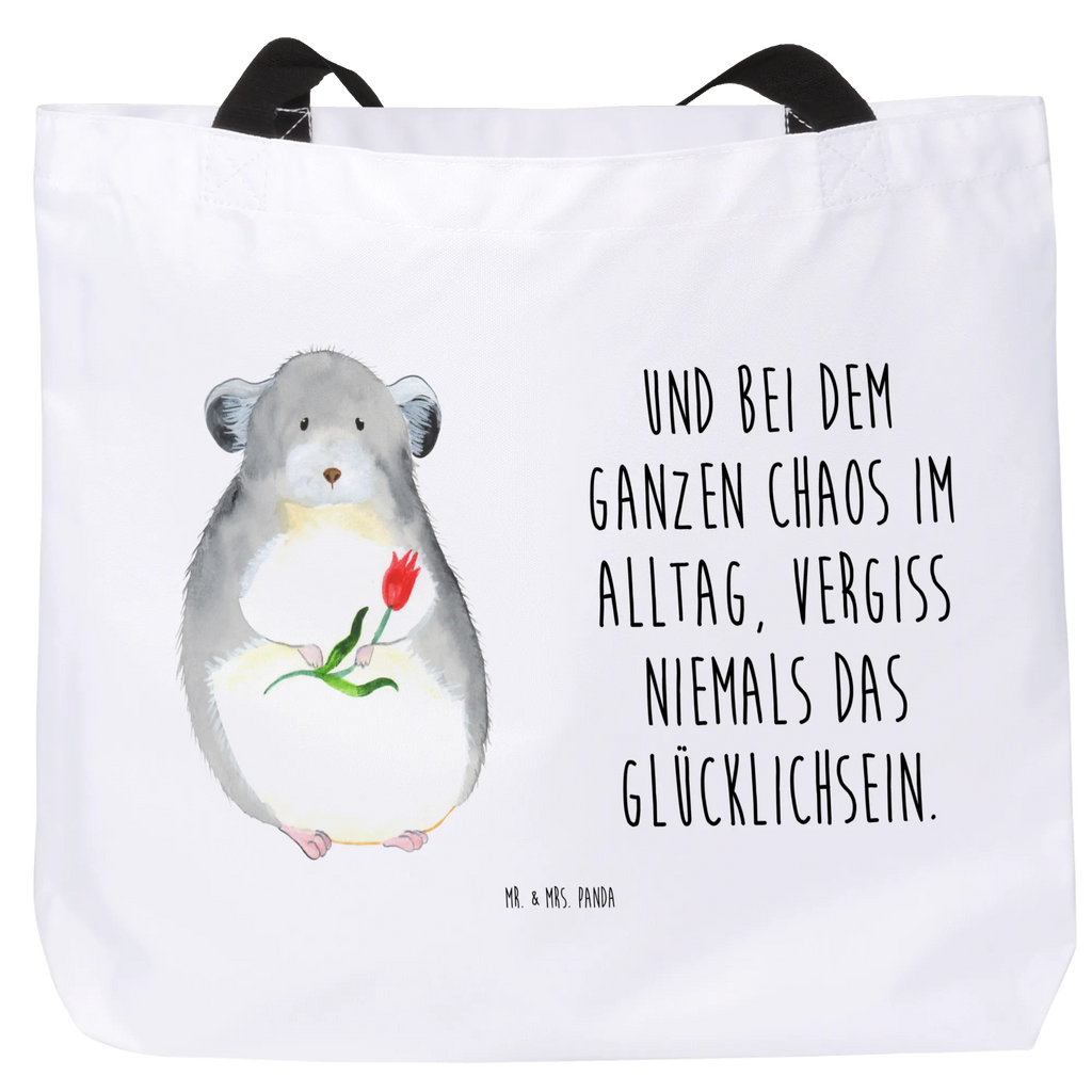 Shopper Chinchilla Blume Beutel, Einkaufstasche, Tasche, Strandtasche, Einkaufsbeutel, Shopper, Schultasche, Freizeittasche, Tragebeutel, Schulbeutel, Alltagstasche, Tiermotive, Gute Laune, lustige Sprüche, Tiere, Chinchilla, Chinchillas, Liebeskummer, Kummer, Depressionen, traurig sein, Chaos, Glücklichsein, Büro, Büroalltag