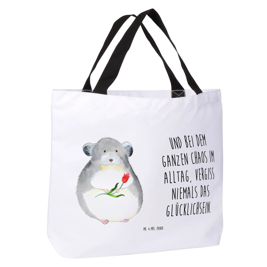 Shopper Chinchilla Blume Beutel, Einkaufstasche, Tasche, Strandtasche, Einkaufsbeutel, Shopper, Schultasche, Freizeittasche, Tragebeutel, Schulbeutel, Alltagstasche, Tiermotive, Gute Laune, lustige Sprüche, Tiere, Chinchilla, Chinchillas, Liebeskummer, Kummer, Depressionen, traurig sein, Chaos, Glücklichsein, Büro, Büroalltag