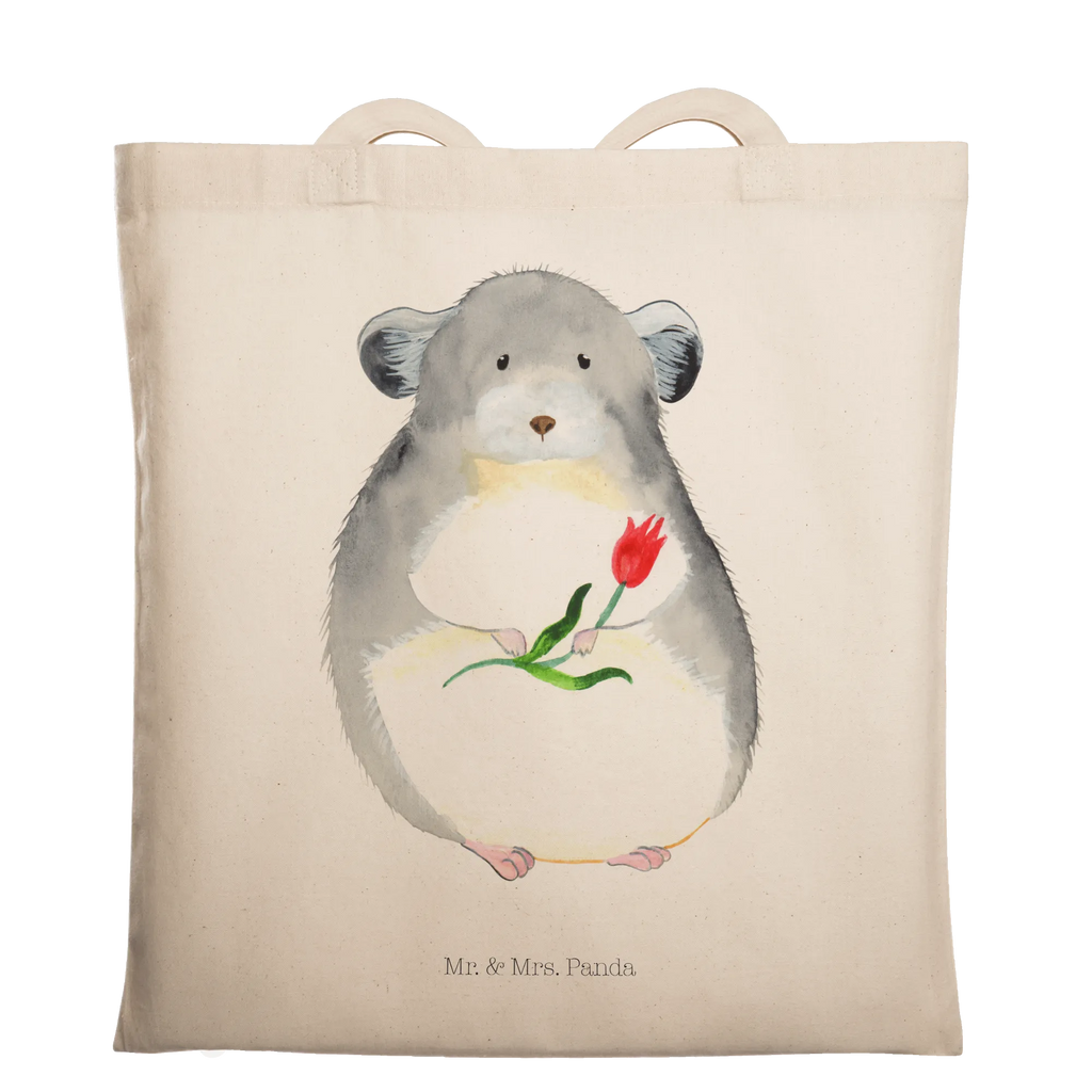 Tragetasche Chinchilla mit Blume Beuteltasche, Beutel, Einkaufstasche, Jutebeutel, Stoffbeutel, Tasche, Shopper, Umhängetasche, Strandtasche, Schultertasche, Stofftasche, Tragetasche, Badetasche, Jutetasche, Einkaufstüte, Laptoptasche, Tiermotive, Gute Laune, lustige Sprüche, Tiere, Chinchilla, Chinchillas, Liebeskummer, Kummer, Depressionen, traurig sein, Chaos, Glücklichsein, Büro, Büroalltag