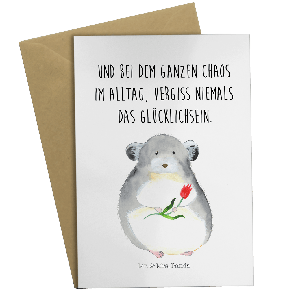 Grußkarte Chinchilla Blume Grußkarte, Klappkarte, Einladungskarte, Glückwunschkarte, Hochzeitskarte, Geburtstagskarte, Karte, Ansichtskarten, Tiermotive, Gute Laune, lustige Sprüche, Tiere, Chinchilla, Chinchillas, Liebeskummer, Kummer, Depressionen, traurig sein, Chaos, Glücklichsein, Büro, Büroalltag