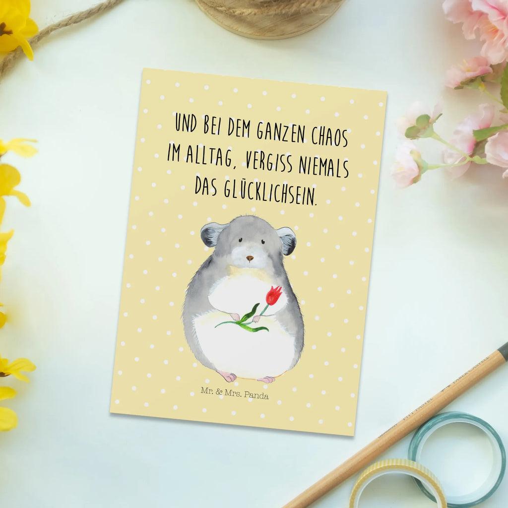 Postkarte Chinchilla Blume Postkarte, Karte, Geschenkkarte, Grußkarte, Einladung, Ansichtskarte, Geburtstagskarte, Einladungskarte, Dankeskarte, Ansichtskarten, Einladung Geburtstag, Einladungskarten Geburtstag, Tiermotive, Gute Laune, lustige Sprüche, Tiere, Chinchilla, Chinchillas, Liebeskummer, Kummer, Depressionen, traurig sein, Chaos, Glücklichsein, Büro, Büroalltag