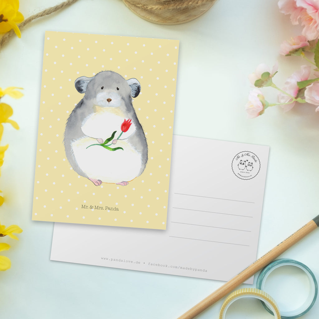 Postkarte Chinchilla Blume Postkarte, Karte, Geschenkkarte, Grußkarte, Einladung, Ansichtskarte, Geburtstagskarte, Einladungskarte, Dankeskarte, Ansichtskarten, Einladung Geburtstag, Einladungskarten Geburtstag, Tiermotive, Gute Laune, lustige Sprüche, Tiere, Chinchilla, Chinchillas, Liebeskummer, Kummer, Depressionen, traurig sein, Chaos, Glücklichsein, Büro, Büroalltag