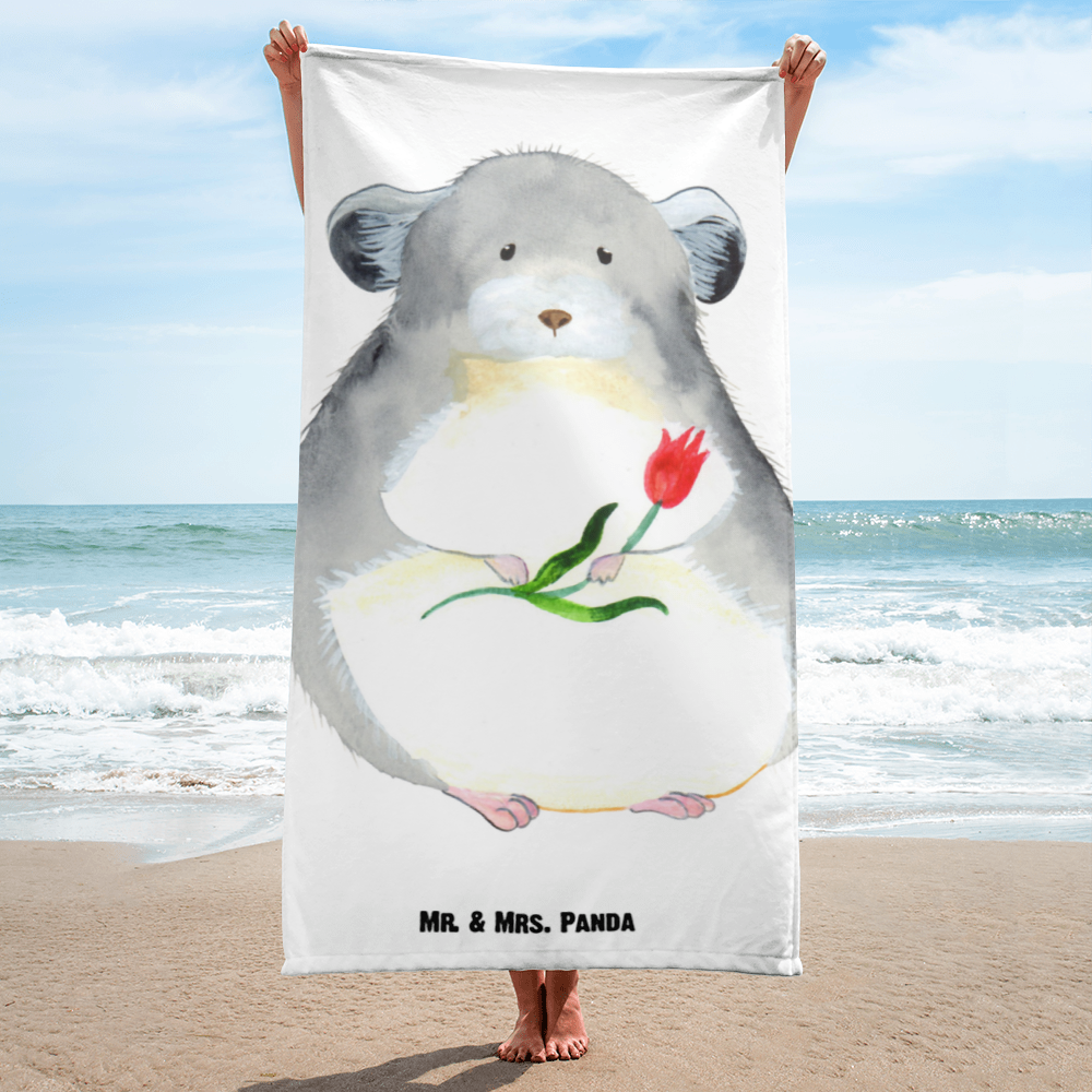 XL Badehandtuch Chinchilla Blume Handtuch, Badetuch, Duschtuch, Strandtuch, Saunatuch, Tiermotive, Gute Laune, lustige Sprüche, Tiere, Chinchilla, Chinchillas, Liebeskummer, Kummer, Depressionen, traurig sein, Chaos, Glücklichsein, Büro, Büroalltag