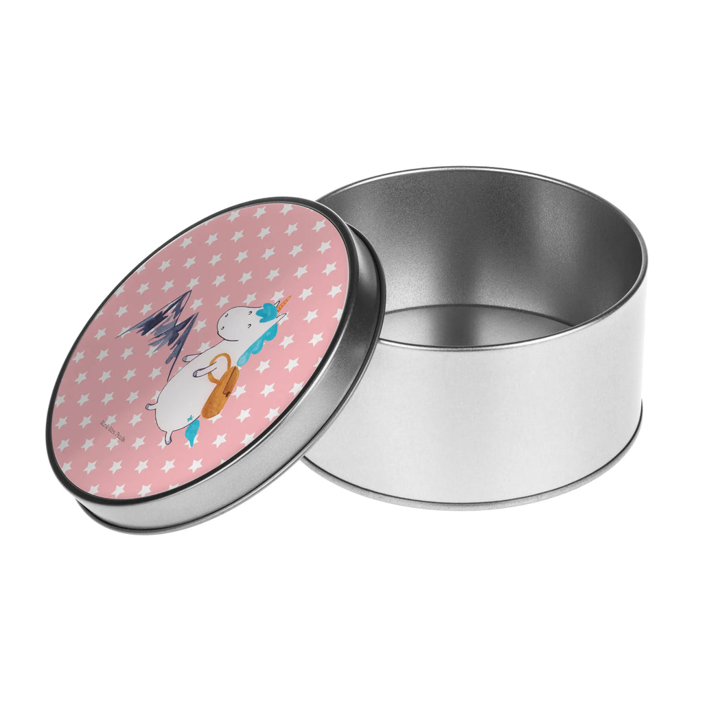 Blechdose rund Einhorn Bergsteiger Metalldose, Keksdose, Dose, Vorratsdose, Geschenkbox, Lunchbox, Aufbewahrungsbox, Vorratsdosen, Metallkiste, Metallbox, Metallboxen, Aufbewahrungskiste, Geschenkkiste, Blechdosen mit Deckel, Metallkiste mit Deckel, Vorratsdosen mit Deckel, Metall Dose, Einhorn, Einhörner, Einhorn Deko, Pegasus, Unicorn, Bergsteiger, Abenteuer, Berge, Abenteurer, Weltenbummler, Weltreise, Reisen, Urlaub, Entdecker