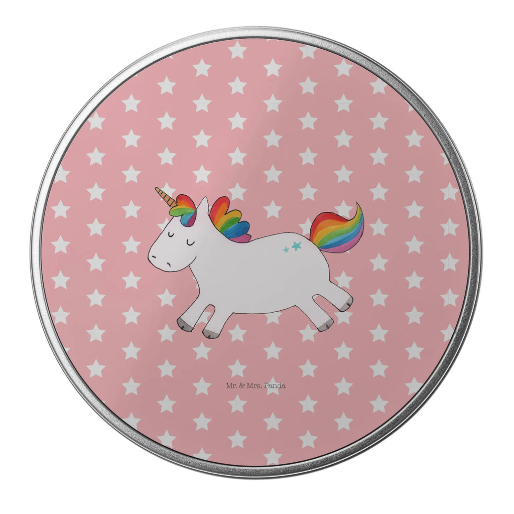 Blechdose rund Einhorn Happy Metalldose, Keksdose, Dose, Vorratsdose, Geschenkbox, Lunchbox, Aufbewahrungsbox, Vorratsdosen, Metallkiste, Metallbox, Metallboxen, Aufbewahrungskiste, Geschenkkiste, Blechdosen mit Deckel, Metallkiste mit Deckel, Vorratsdosen mit Deckel, Metall Dose, Einhorn, Einhörner, Einhorn Deko, Pegasus, Unicorn, glücklich, fröhlich, Spaß, Freude, Lebensfreude, witzig, spannend, Lächeln, Lachen