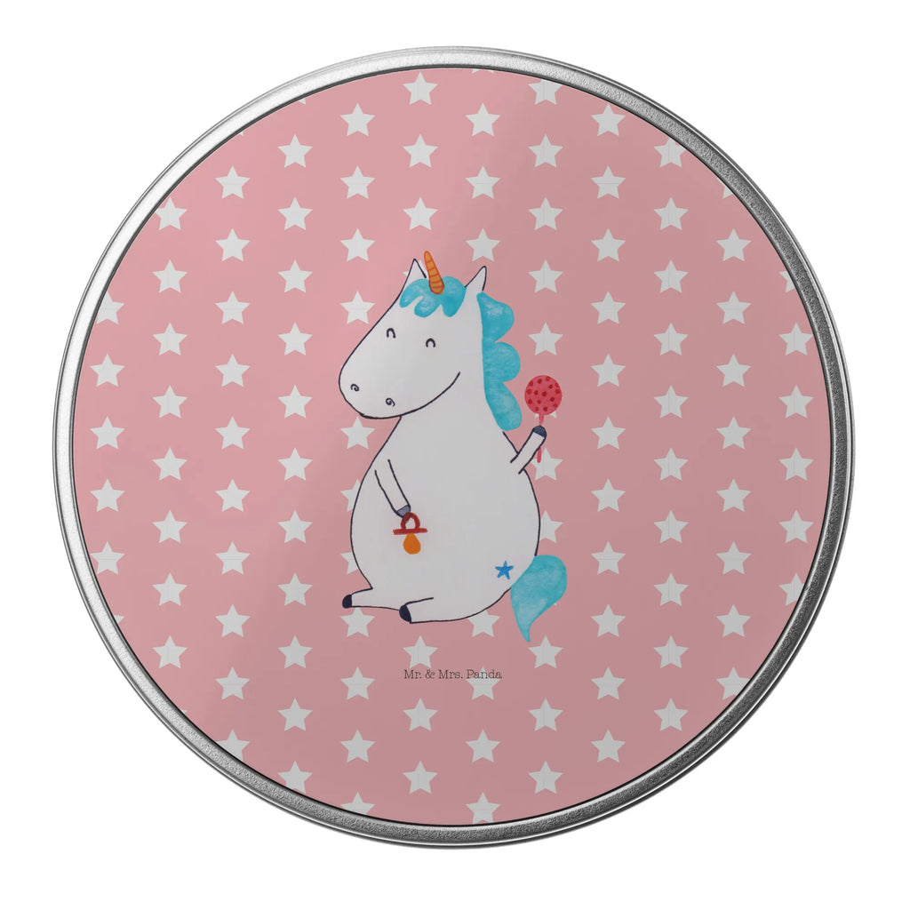 Blechdose rund Einhorn Baby Metalldose, Keksdose, Dose, Vorratsdose, Geschenkbox, Lunchbox, Aufbewahrungsbox, Vorratsdosen, Metallkiste, Metallbox, Metallboxen, Aufbewahrungskiste, Geschenkkiste, Blechdosen mit Deckel, Metallkiste mit Deckel, Vorratsdosen mit Deckel, Metall Dose, Einhorn, Einhörner, Einhorn Deko, Unicorn, Mutter, Geburt, Geburtstag, erstes Kind, Baby, Babyglück, Nachwuchs, Eltern, Party, Kind, Schnuller