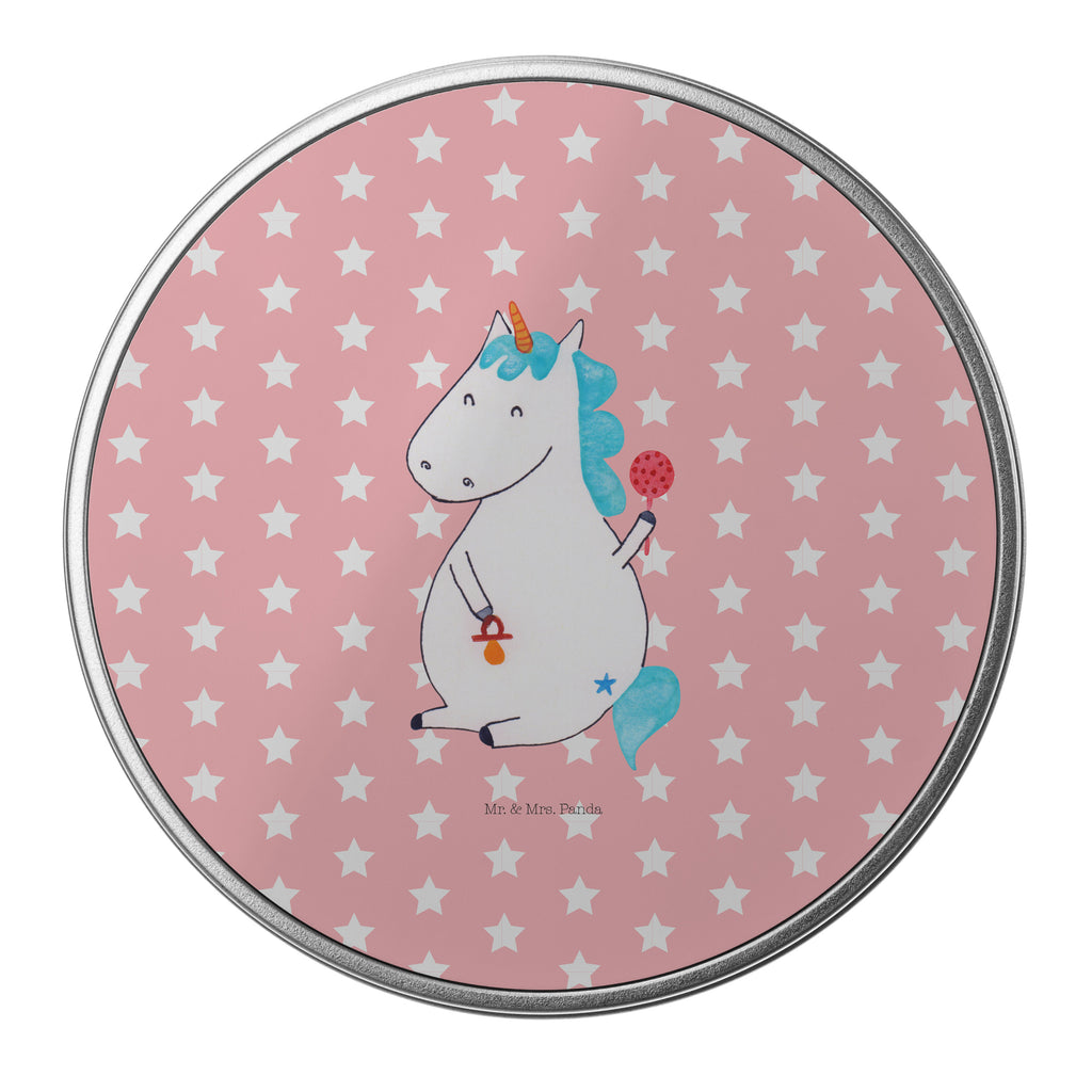 Blechdose rund Einhorn Baby Metalldose, Keksdose, Dose, Vorratsdose, Geschenkbox, Lunchbox, Aufbewahrungsbox, Vorratsdosen, Metallkiste, Metallbox, Metallboxen, Aufbewahrungskiste, Geschenkkiste, Blechdosen mit Deckel, Metallkiste mit Deckel, Vorratsdosen mit Deckel, Metall Dose, Einhorn, Einhörner, Einhorn Deko, Pegasus, Unicorn, Mutter, Geburt, Geburtstag, erstes Kind, Baby, Babyglück, Nachwuchs, Eltern, Party, Kind, Schnuller