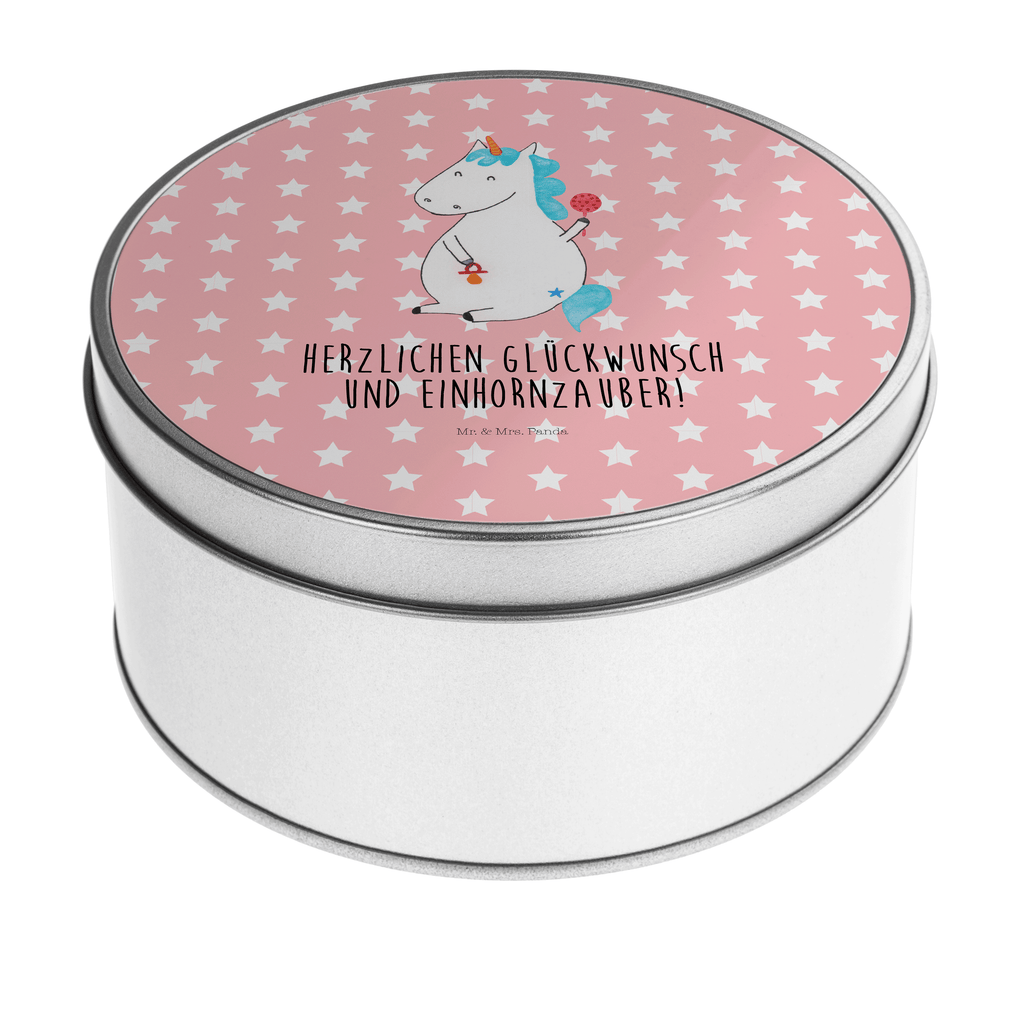 Blechdose rund Einhorn Baby Metalldose, Keksdose, Dose, Vorratsdose, Geschenkbox, Lunchbox, Aufbewahrungsbox, Vorratsdosen, Metallkiste, Metallbox, Metallboxen, Aufbewahrungskiste, Geschenkkiste, Blechdosen mit Deckel, Metallkiste mit Deckel, Vorratsdosen mit Deckel, Metall Dose, Einhorn, Einhörner, Einhorn Deko, Pegasus, Unicorn, Mutter, Geburt, Geburtstag, erstes Kind, Baby, Babyglück, Nachwuchs, Eltern, Party, Kind, Schnuller