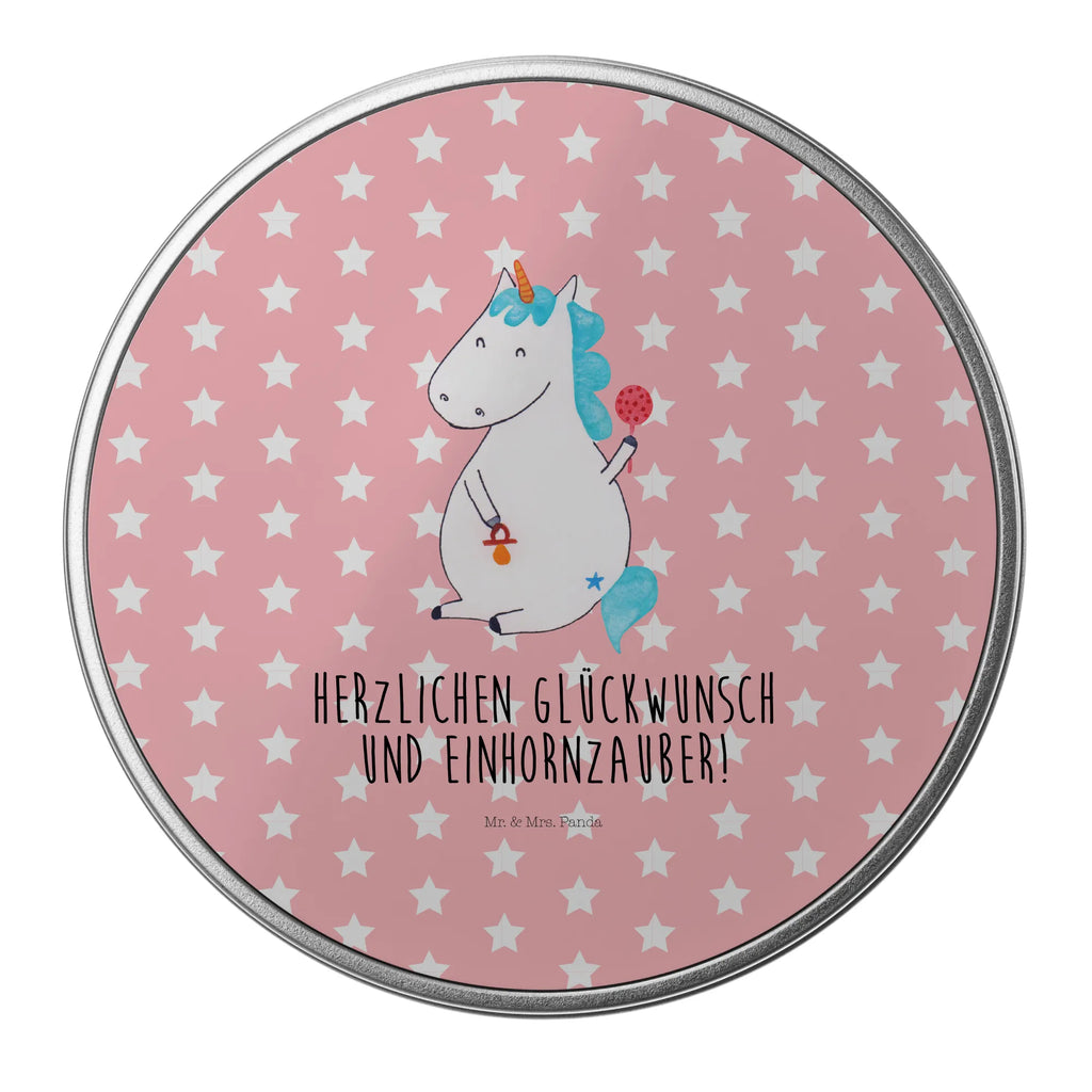 Blechdose rund Einhorn Baby Metalldose, Keksdose, Dose, Vorratsdose, Geschenkbox, Lunchbox, Aufbewahrungsbox, Vorratsdosen, Metallkiste, Metallbox, Metallboxen, Aufbewahrungskiste, Geschenkkiste, Blechdosen mit Deckel, Metallkiste mit Deckel, Vorratsdosen mit Deckel, Metall Dose, Einhorn, Einhörner, Einhorn Deko, Unicorn, Mutter, Geburt, Geburtstag, erstes Kind, Baby, Babyglück, Nachwuchs, Eltern, Party, Kind, Schnuller