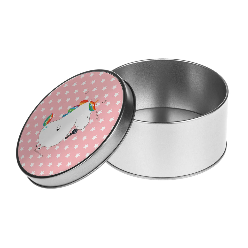 Blechdose rund Einhorn Sänger Metalldose, Keksdose, Dose, Vorratsdose, Geschenkbox, Lunchbox, Aufbewahrungsbox, Vorratsdosen, Metallkiste, Metallbox, Metallboxen, Aufbewahrungskiste, Geschenkkiste, Blechdosen mit Deckel, Metallkiste mit Deckel, Vorratsdosen mit Deckel, Metall Dose, Einhorn, Einhörner, Einhorn Deko, Pegasus, Unicorn, Glitzer, Konfetti, Party, Geburtstag, Feier, Fest, Disco, Sängerin, Sänger, Freundin