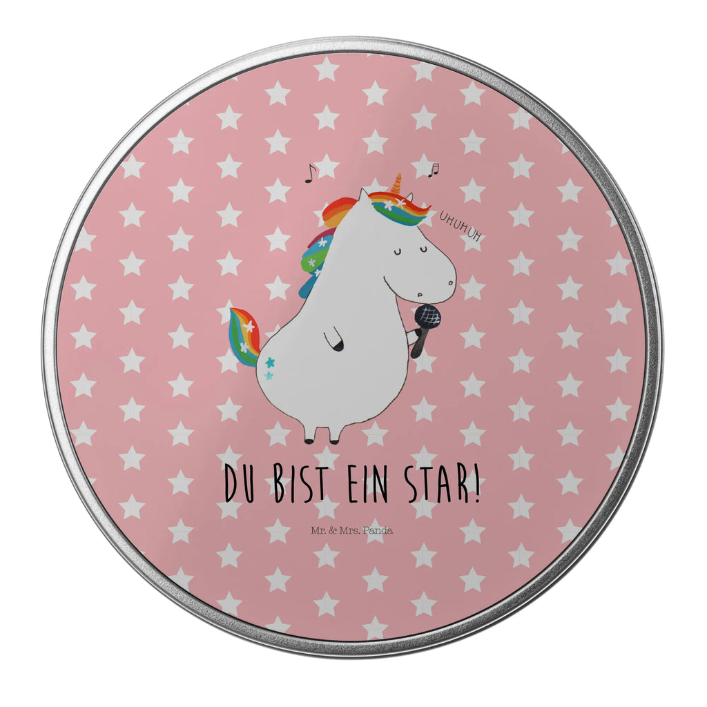 Blechdose rund Einhorn Sänger Metalldose, Keksdose, Dose, Vorratsdose, Geschenkbox, Lunchbox, Aufbewahrungsbox, Vorratsdosen, Metallkiste, Metallbox, Metallboxen, Aufbewahrungskiste, Geschenkkiste, Blechdosen mit Deckel, Metallkiste mit Deckel, Vorratsdosen mit Deckel, Metall Dose, Einhorn, Einhörner, Einhorn Deko, Pegasus, Unicorn, Glitzer, Konfetti, Party, Geburtstag, Feier, Fest, Disco, Sängerin, Sänger, Freundin