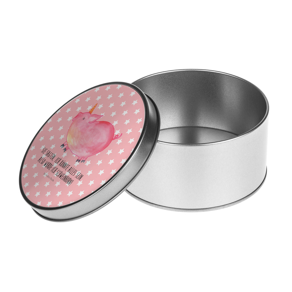 Blechdose rund Einhorn Schwein Metalldose, Keksdose, Dose, Vorratsdose, Geschenkbox, Lunchbox, Aufbewahrungsbox, Vorratsdosen, Metallkiste, Metallbox, Metallboxen, Aufbewahrungskiste, Geschenkkiste, Blechdosen mit Deckel, Metallkiste mit Deckel, Vorratsdosen mit Deckel, Metall Dose, Einhorn, Einhörner, Einhorn Deko, Pegasus, Unicorn, Party, Spaß, Schwein, Schweinhorn, Bauer, witzig. lustig, Spruch, geschenk, Pig, Piggy, funny, english, englisch