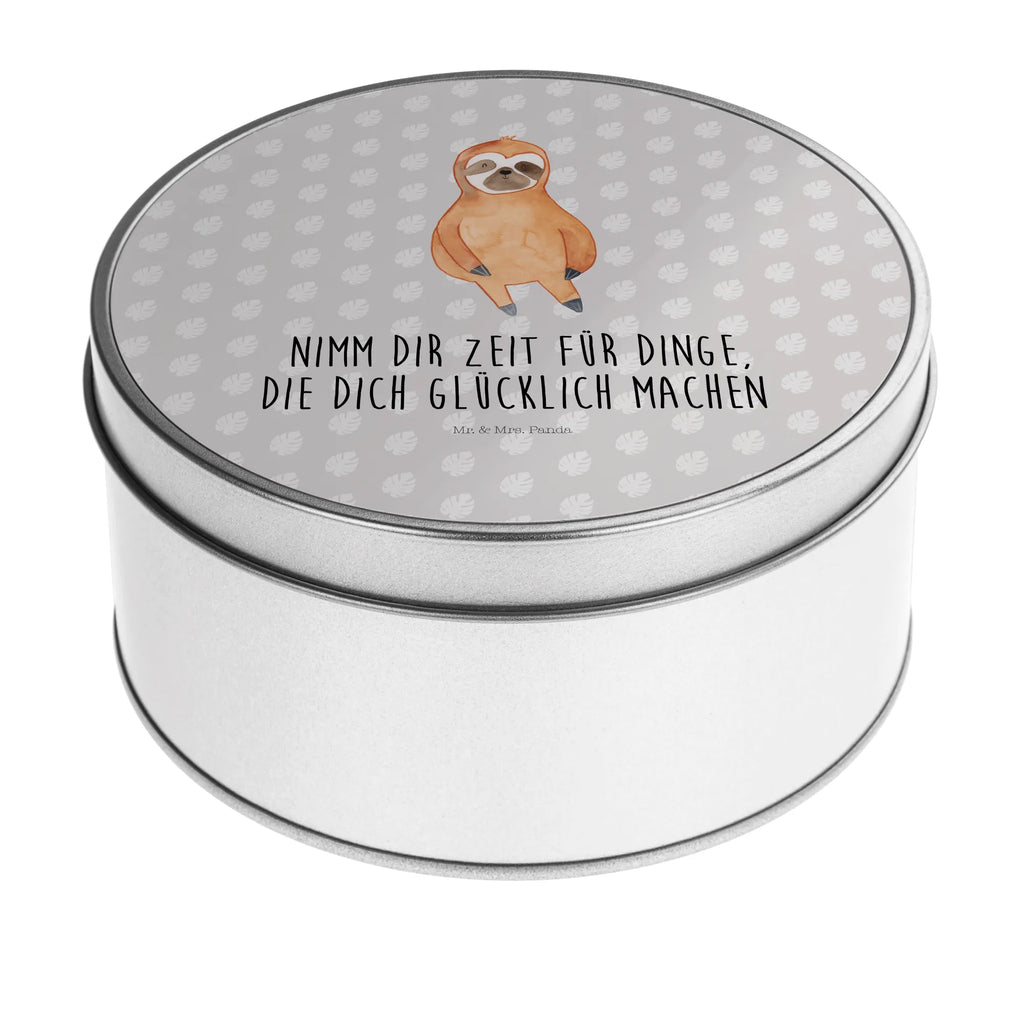 Blechdose rund Faultier Zufrieden Metalldose, Keksdose, Dose, Vorratsdose, Geschenkbox, Lunchbox, Aufbewahrungsbox, Vorratsdosen, Metallkiste, Metallbox, Metallboxen, Aufbewahrungskiste, Geschenkkiste, Blechdosen mit Deckel, Metallkiste mit Deckel, Vorratsdosen mit Deckel, Metall Dose, Faultier, Faultier Geschenk, Faultier Deko, Faultiere, faul, Lieblingstier, Pause, relaxen, Glück, glücklich, zufrieden, happy, Zufriedenheit, Gelassenheit, Ruhe, Frieden