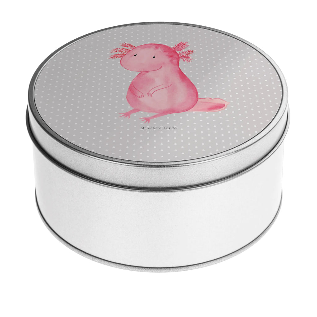 Blechdose rund Axolotl null Metalldose, Keksdose, Dose, Vorratsdose, Geschenkbox, Lunchbox, Aufbewahrungsbox, Vorratsdosen, Metallkiste, Metallbox, Metallboxen, Aufbewahrungskiste, Geschenkkiste, Blechdosen mit Deckel, Metallkiste mit Deckel, Vorratsdosen mit Deckel, Metall Dose, Axolotl, Molch, Axolot, vergnügt, fröhlich, zufrieden, Lebensstil, Weisheit, Lebensweisheit, Liebe, Freundin