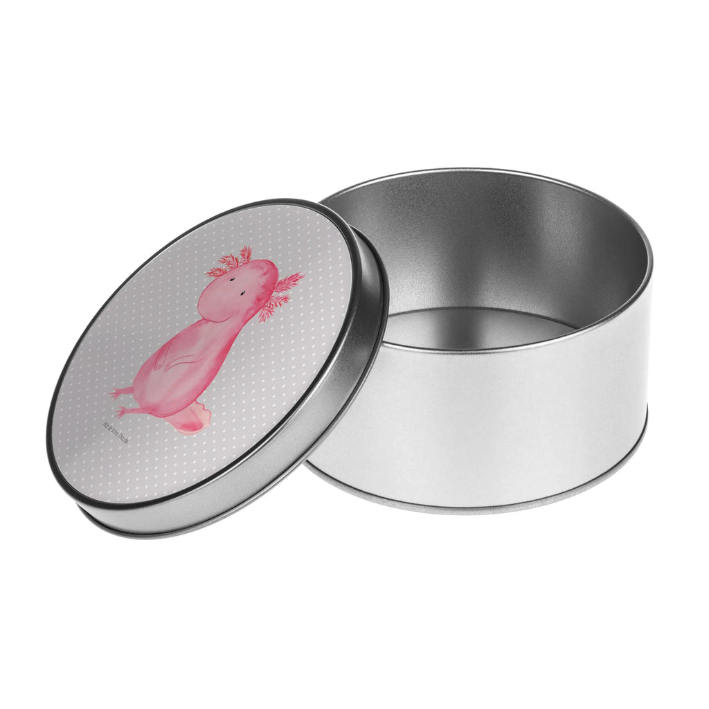 Blechdose rund Axolotl null Metalldose, Keksdose, Dose, Vorratsdose, Geschenkbox, Lunchbox, Aufbewahrungsbox, Vorratsdosen, Metallkiste, Metallbox, Metallboxen, Aufbewahrungskiste, Geschenkkiste, Blechdosen mit Deckel, Metallkiste mit Deckel, Vorratsdosen mit Deckel, Metall Dose, Axolotl, Molch, Axolot, vergnügt, fröhlich, zufrieden, Lebensstil, Weisheit, Lebensweisheit, Liebe, Freundin