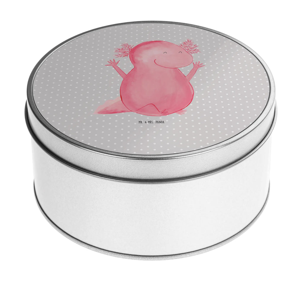 Blechdose rund Axolotl Hurra Metalldose, Keksdose, Dose, Vorratsdose, Geschenkbox, Lunchbox, Aufbewahrungsbox, Vorratsdosen, Metallkiste, Metallbox, Metallboxen, Aufbewahrungskiste, Geschenkkiste, Blechdosen mit Deckel, Metallkiste mit Deckel, Vorratsdosen mit Deckel, Metall Dose, Axolotl, Molch, Axolot, Schwanzlurch, Lurch, Lurche, fröhlich, Spaß, Freude, Motivation, Zufriedenheit