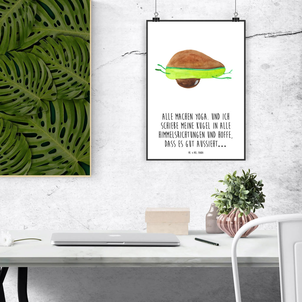 Poster Avocado Yoga Poster, Wandposter, Bild, Wanddeko, Küchenposter, Kinderposter, Wanddeko Bild, Raumdekoration, Wanddekoration, Handgemaltes Poster, Mr. & Mrs. Panda Poster, Designposter, Kunstdruck, Posterdruck, Avocado, Veggie, Vegan, Gesund, Avocado Yoga Vegan