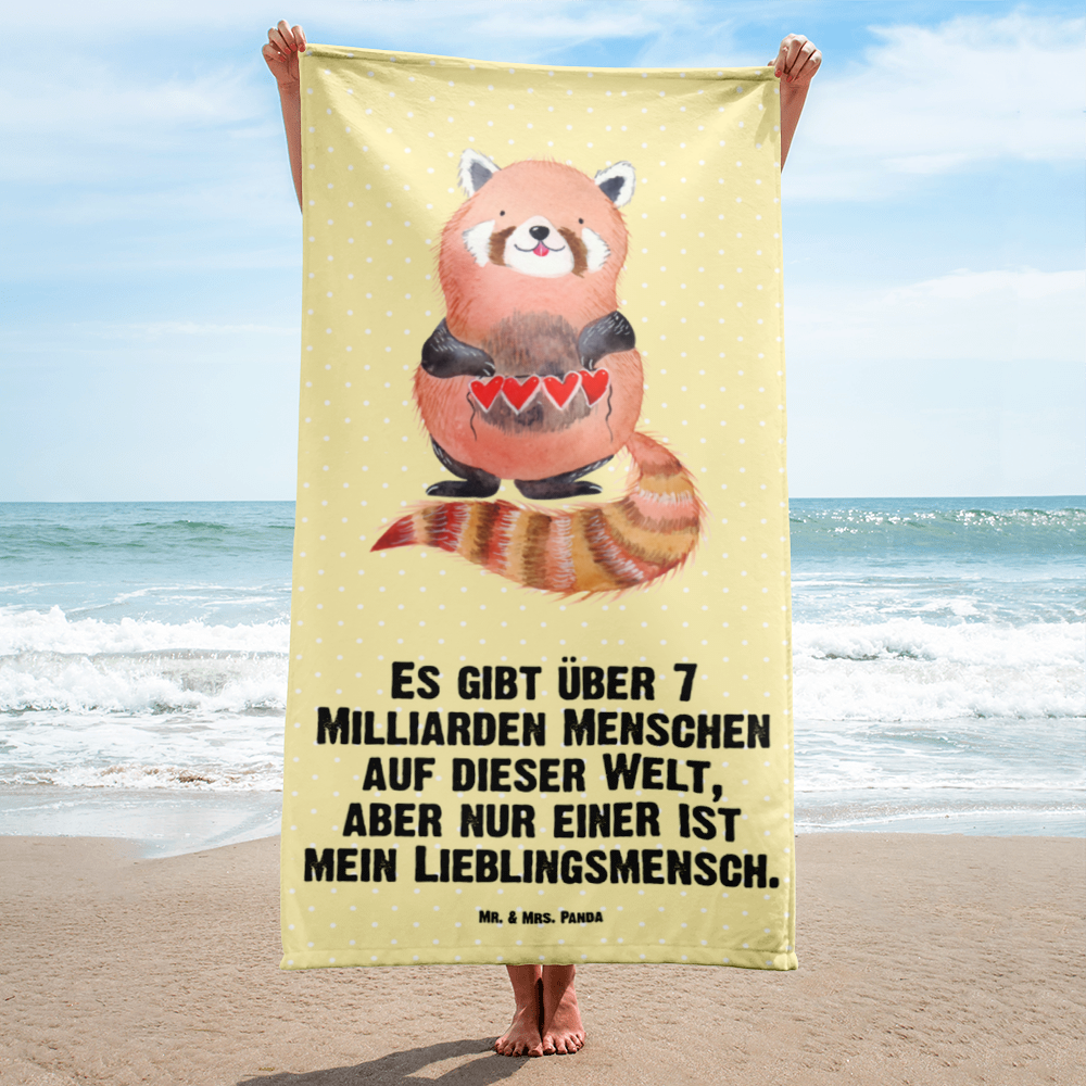 XL Badehandtuch Roter Panda Handtuch, Badetuch, Duschtuch, Strandtuch, Saunatuch, Tiermotive, Gute Laune, lustige Sprüche, Tiere, Panda, Liebe, Rot, Herz, Liebling, Lieblingsmensch