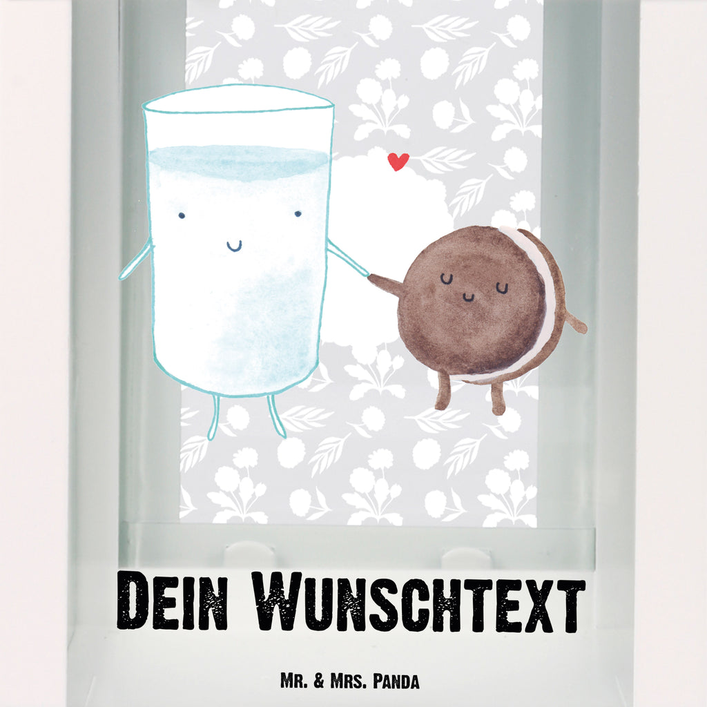 Personalisierte Deko Laterne Milch & Keks Gartenlampe, Gartenleuchte, Gartendekoration, Gartenlicht, Laterne kleine Laternen, XXL Laternen, Laterne groß, Tiermotive, Gute Laune, lustige Sprüche, Tiere, Milk, Cookie, Milch, Keks, Kekse, Kaffee, Einladung Frühstück, Motiv süß, romantisch, perfektes Paar