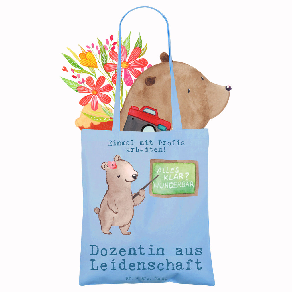 Tragetasche Dozentin aus Leidenschaft Beuteltasche, Beutel, Einkaufstasche, Jutebeutel, Stoffbeutel, Tasche, Shopper, Umhängetasche, Strandtasche, Schultertasche, Stofftasche, Tragetasche, Badetasche, Jutetasche, Einkaufstüte, Laptoptasche, Beruf, Ausbildung, Jubiläum, Abschied, Rente, Kollege, Kollegin, Geschenk, Schenken, Arbeitskollege, Mitarbeiter, Firma, Danke, Dankeschön, Dozentin, Professorin, Universität, Vorlesung, Tutorin, Akademikerin, Uni, Unterricht