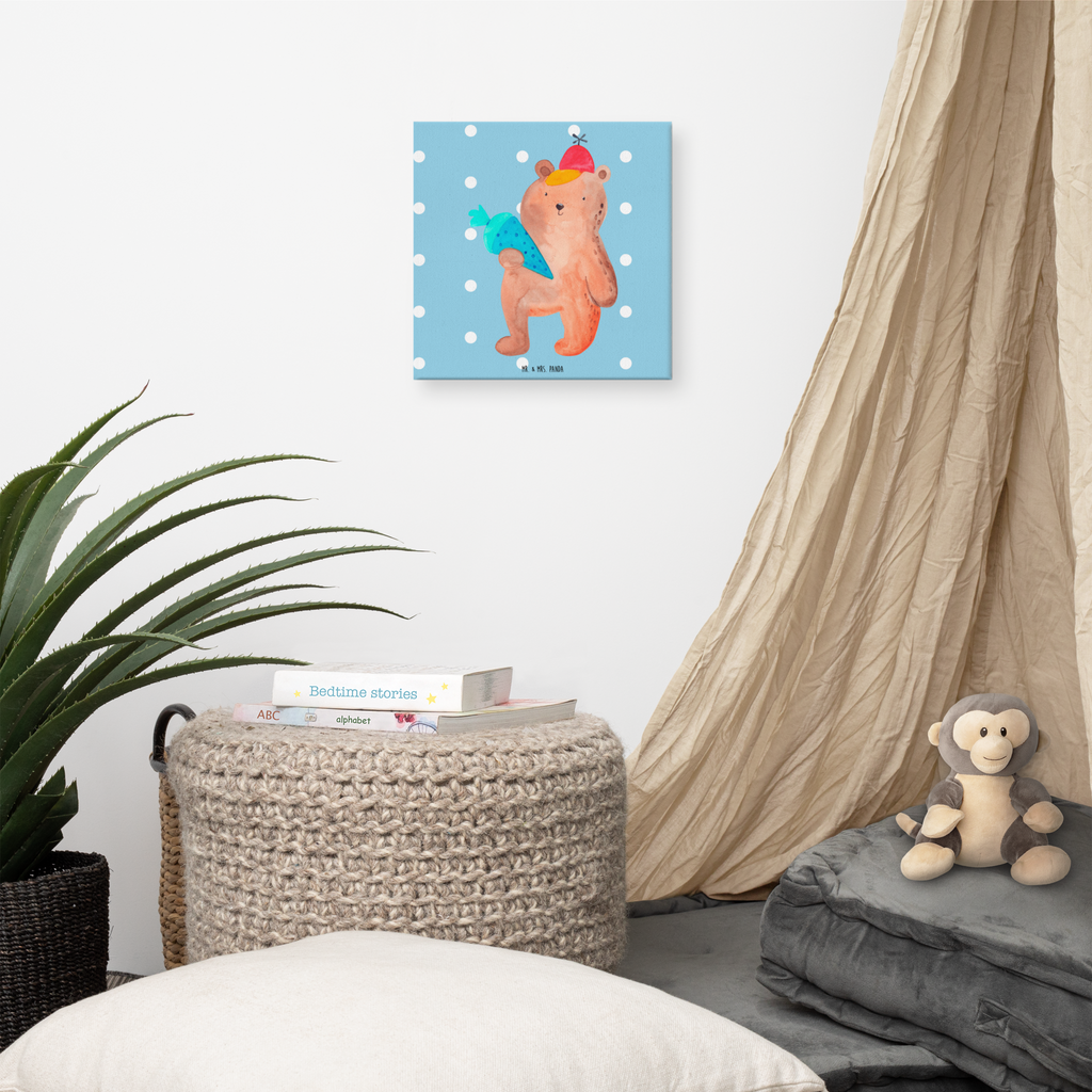 Leinwand Bild Bär Schultüte Leinwand, Bild, Kunstdruck, Wanddeko, Dekoration, Bär, Teddy, Teddybär, Bär Motiv, Schultüte, Erster Schultag Geschenk, Einschulung Geschenk, Schule Geschenk, Grundschule, Schulanfang, Schulbeginn