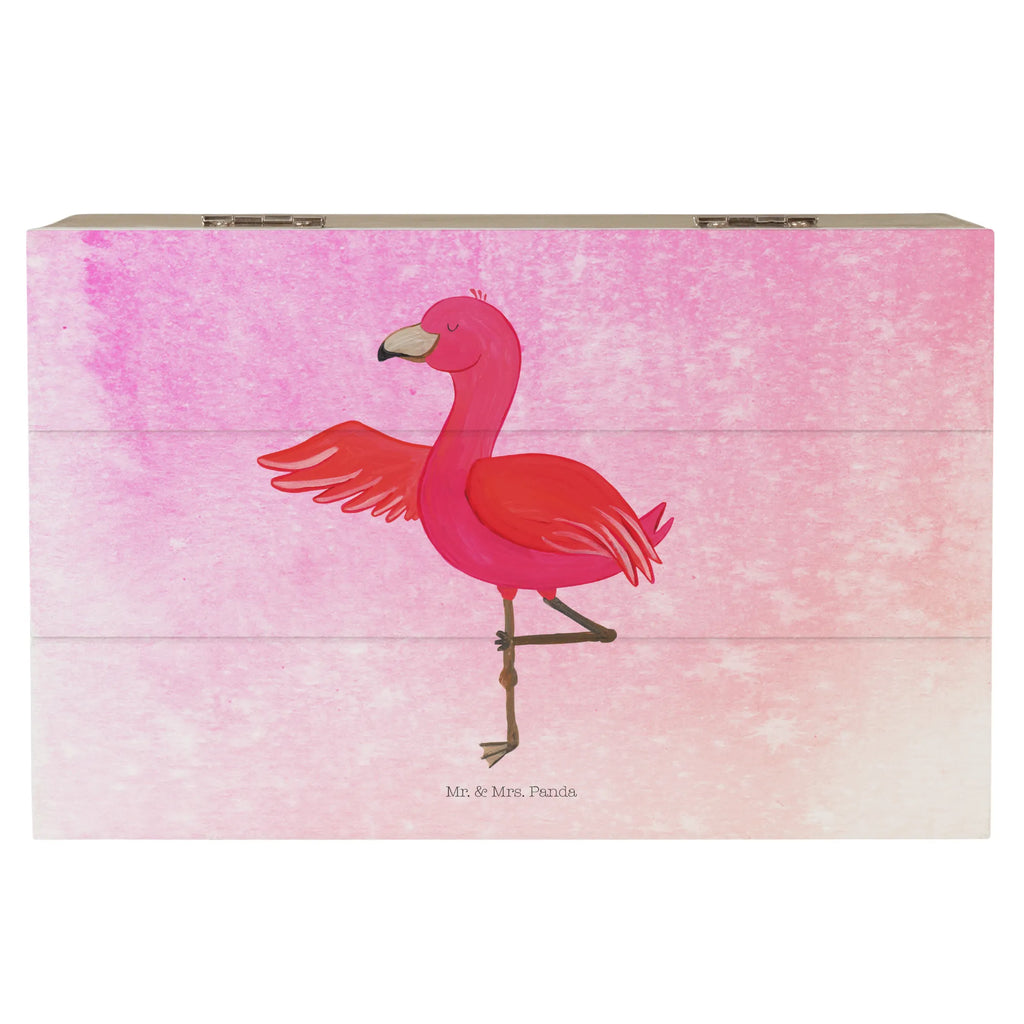 Holzkiste Flamingo Yoga Holzkiste, Kiste, Schatzkiste, Truhe, Schatulle, XXL, Erinnerungsbox, Erinnerungskiste, Dekokiste, Aufbewahrungsbox, Geschenkbox, Geschenkdose, Flamingo, Vogel, Yoga, Namaste, Achtsamkeit, Yoga-Übung, Entspannung, Ärger, Aufregen, Tiefenentspannung