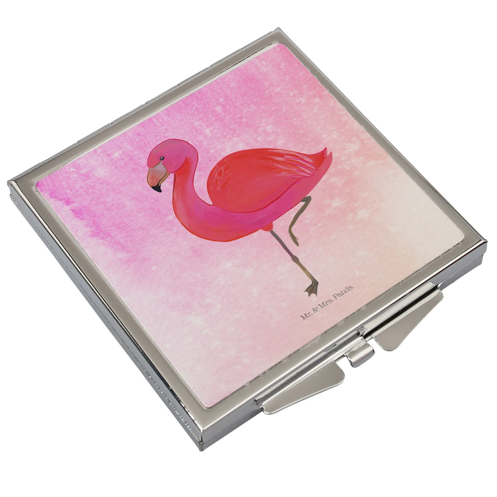 Handtaschenspiegel quadratisch Flamingo Classic Spiegel, Handtasche, Quadrat, silber, schminken, Schminkspiegel, Flamingo, Einzigartig, Selbstliebe, Stolz, ich, für mich, Spruch, Freundin, Freundinnen, Außenseiter, Sohn, Tochter, Geschwister