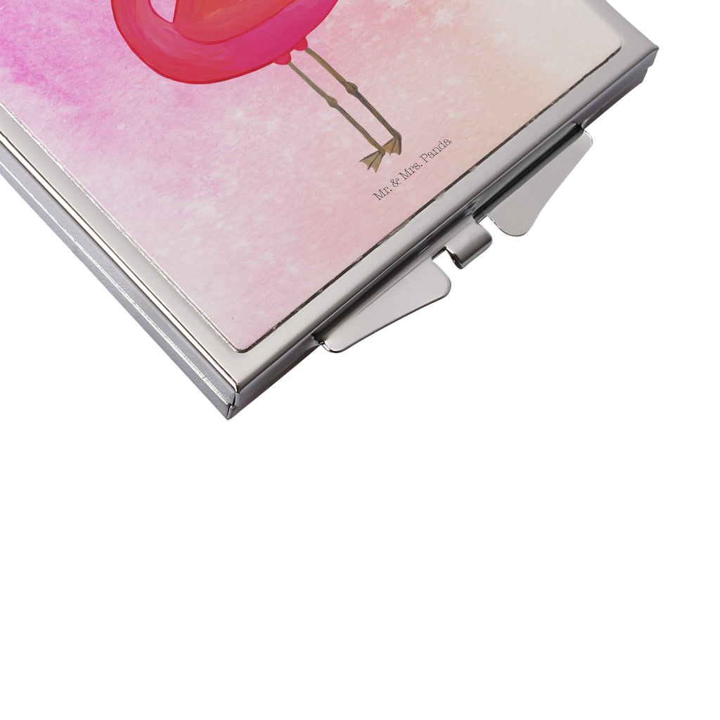 Handtaschenspiegel quadratisch Flamingo Stolz Spiegel, Handtasche, Quadrat, silber, schminken, Schminkspiegel, Flamingo, stolz, Freude, Selbstliebe, Selbstakzeptanz, Freundin, beste Freundin, Tochter, Mama, Schwester