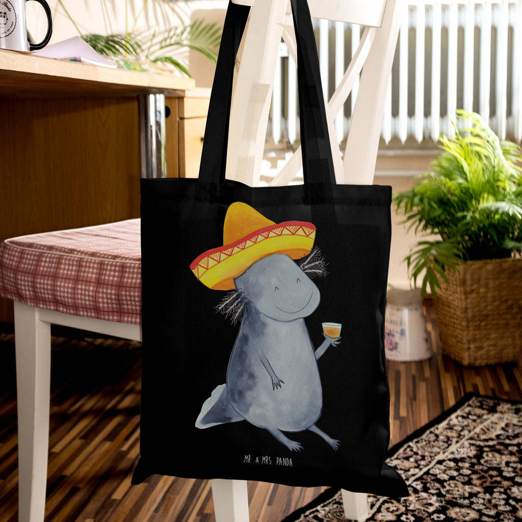 Tragetasche Axolotl Tequila Beuteltasche, Beutel, Einkaufstasche, Jutebeutel, Stoffbeutel, Tasche, Shopper, Umhängetasche, Strandtasche, Schultertasche, Stofftasche, Tragetasche, Badetasche, Jutetasche, Einkaufstüte, Laptoptasche, Axolotl, Molch, Mexico, Mexiko, Sombrero, Zitrone, Tequila, Motivation, Spruch, Schwanzlurch, Lurch, Lurche, Axolot, Feuerdrache, Feuersalamander