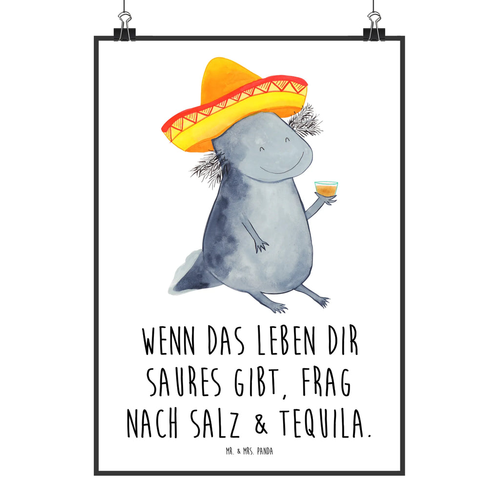 Poster Axolotl Tequila Poster, Wandposter, Bild, Wanddeko, Küchenposter, Kinderposter, Wanddeko Bild, Raumdekoration, Wanddekoration, Handgemaltes Poster, Mr. & Mrs. Panda Poster, Designposter, Kunstdruck, Posterdruck, Axolotl, Molch, Mexico, Mexiko, Sombrero, Zitrone, Tequila, Motivation, Spruch, Schwanzlurch, Lurch, Lurche, Axolot, Feuerdrache, Feuersalamander