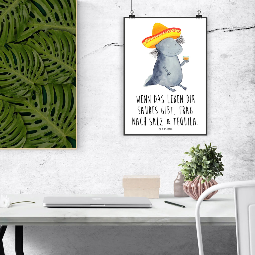 Poster Axolotl Tequila Poster, Wandposter, Bild, Wanddeko, Küchenposter, Kinderposter, Wanddeko Bild, Raumdekoration, Wanddekoration, Handgemaltes Poster, Mr. & Mrs. Panda Poster, Designposter, Kunstdruck, Posterdruck, Axolotl, Molch, Mexico, Mexiko, Sombrero, Zitrone, Tequila, Motivation, Spruch, Schwanzlurch, Lurch, Lurche, Axolot, Feuerdrache, Feuersalamander