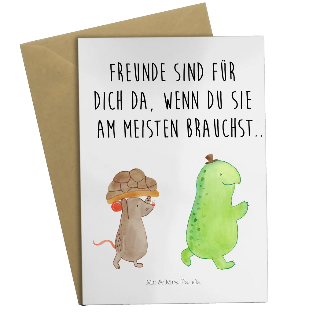 Grußkarte Schildkröte & Maus Grußkarte, Klappkarte, Einladungskarte, Glückwunschkarte, Hochzeitskarte, Geburtstagskarte, Karte, Ansichtskarten, Schildkröte, Maus, Freunde, Freundinnen, beste Freunde, beste Freundinnen