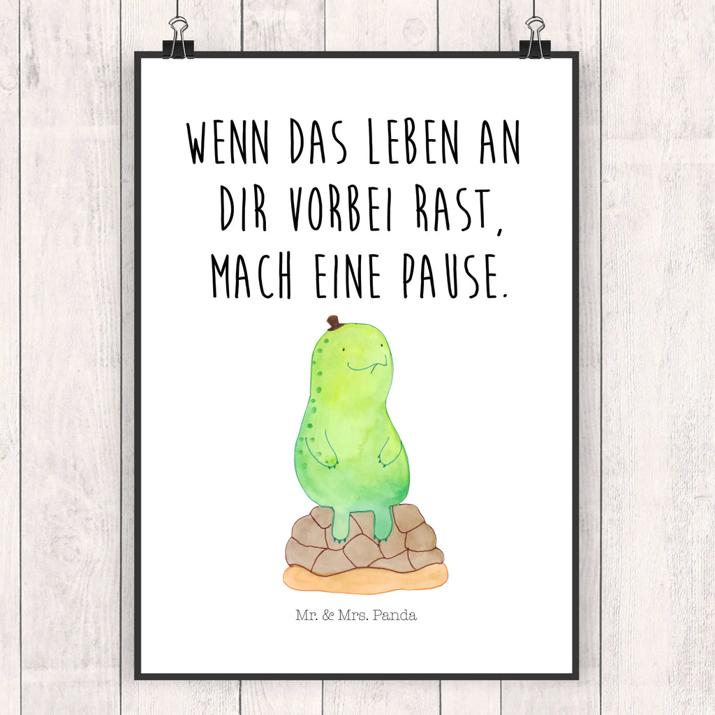 Poster Schildkröte Pause Poster, Wandposter, Bild, Wanddeko, Küchenposter, Kinderposter, Wanddeko Bild, Raumdekoration, Wanddekoration, Handgemaltes Poster, Mr. & Mrs. Panda Poster, Designposter, Kunstdruck, Posterdruck, Schildkröte, Achtsamkeit, Entschleunigen, achtsam