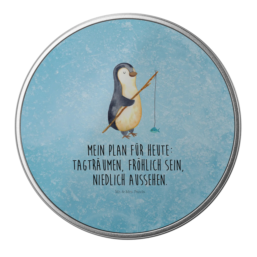 Blechdose rund Pinguin Angler Metalldose, Keksdose, Dose, Vorratsdose, Geschenkbox, Lunchbox, Aufbewahrungsbox, Vorratsdosen, Metallkiste, Metallbox, Metallboxen, Aufbewahrungskiste, Geschenkkiste, Blechdosen mit Deckel, Metallkiste mit Deckel, Vorratsdosen mit Deckel, Metall Dose, Pinguin, Pinguine, Angeln, Angler, Tagträume, Hobby, Plan, Planer, Tagesplan, Neustart, Motivation, Geschenk, Freundinnen, Geschenkidee, Urlaub, Wochenende