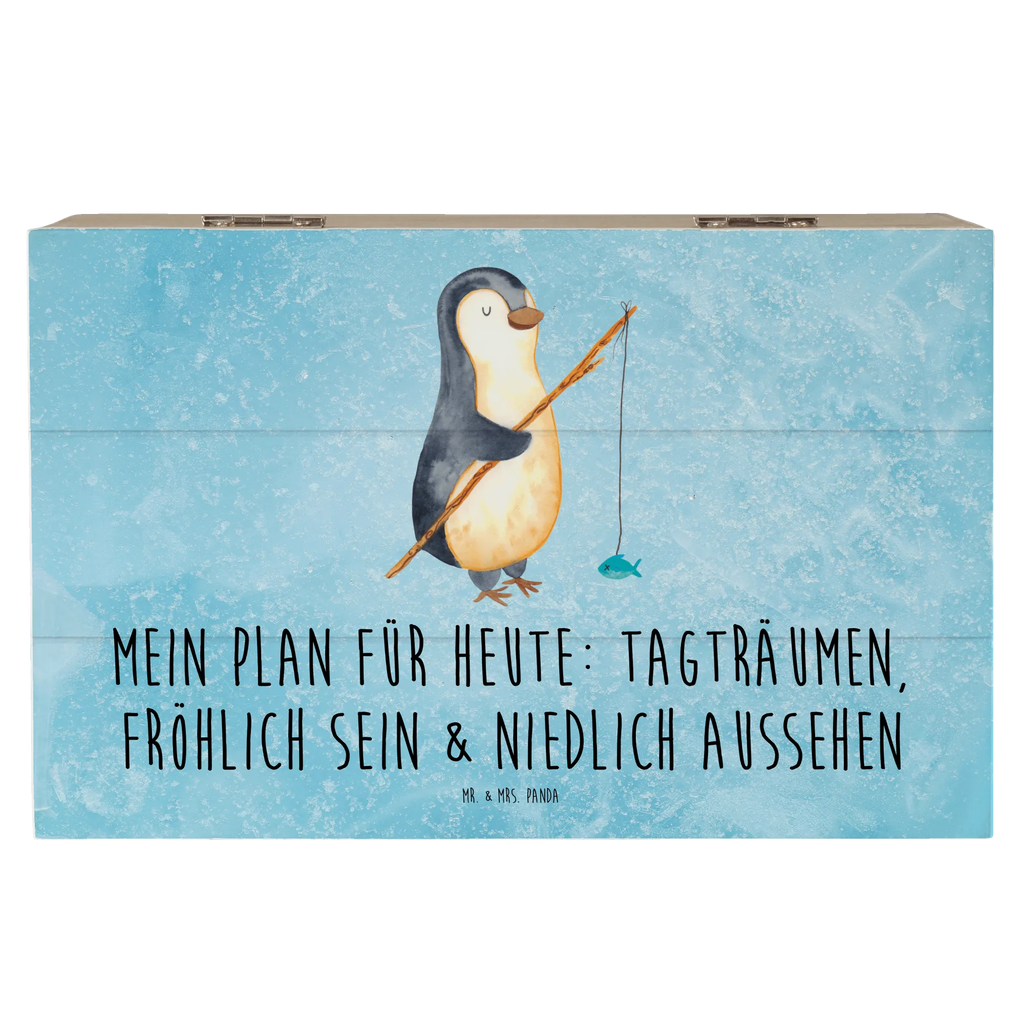 Holzkiste Pinguin Angler Holzkiste, Kiste, Schatzkiste, Truhe, Schatulle, XXL, Erinnerungsbox, Erinnerungskiste, Dekokiste, Aufbewahrungsbox, Geschenkbox, Geschenkdose, Pinguin, Pinguine, Angeln, Angler, Tagträume, Hobby, Plan, Planer, Tagesplan, Neustart, Motivation, Geschenk, Freundinnen, Geschenkidee, Urlaub, Wochenende