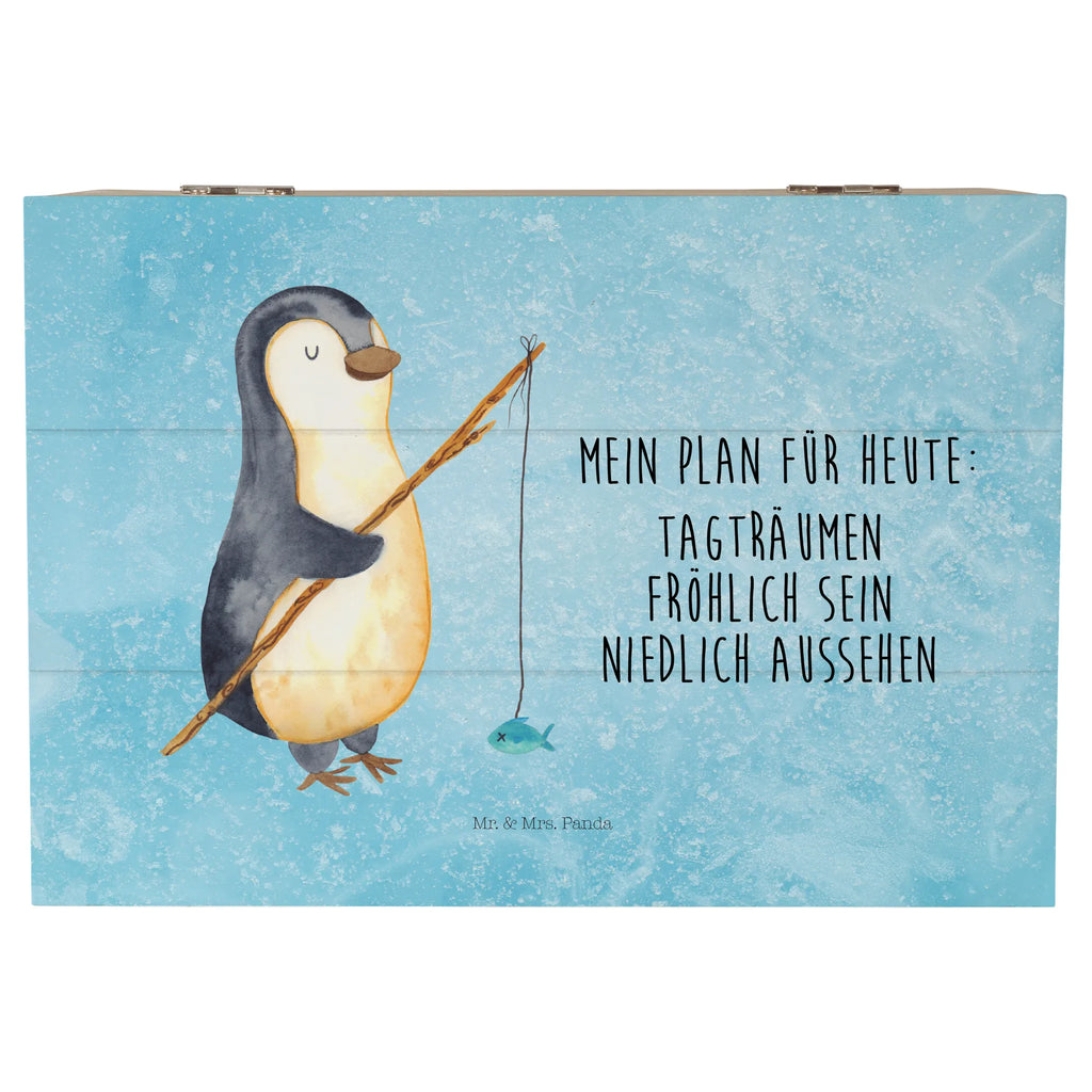 Holzkiste Pinguin Angler Holzkiste, Kiste, Schatzkiste, Truhe, Schatulle, XXL, Erinnerungsbox, Erinnerungskiste, Dekokiste, Aufbewahrungsbox, Geschenkbox, Geschenkdose, Pinguin, Pinguine, Angeln, Angler, Tagträume, Hobby, Plan, Planer, Tagesplan, Neustart, Motivation, Geschenk, Freundinnen, Geschenkidee, Urlaub, Wochenende