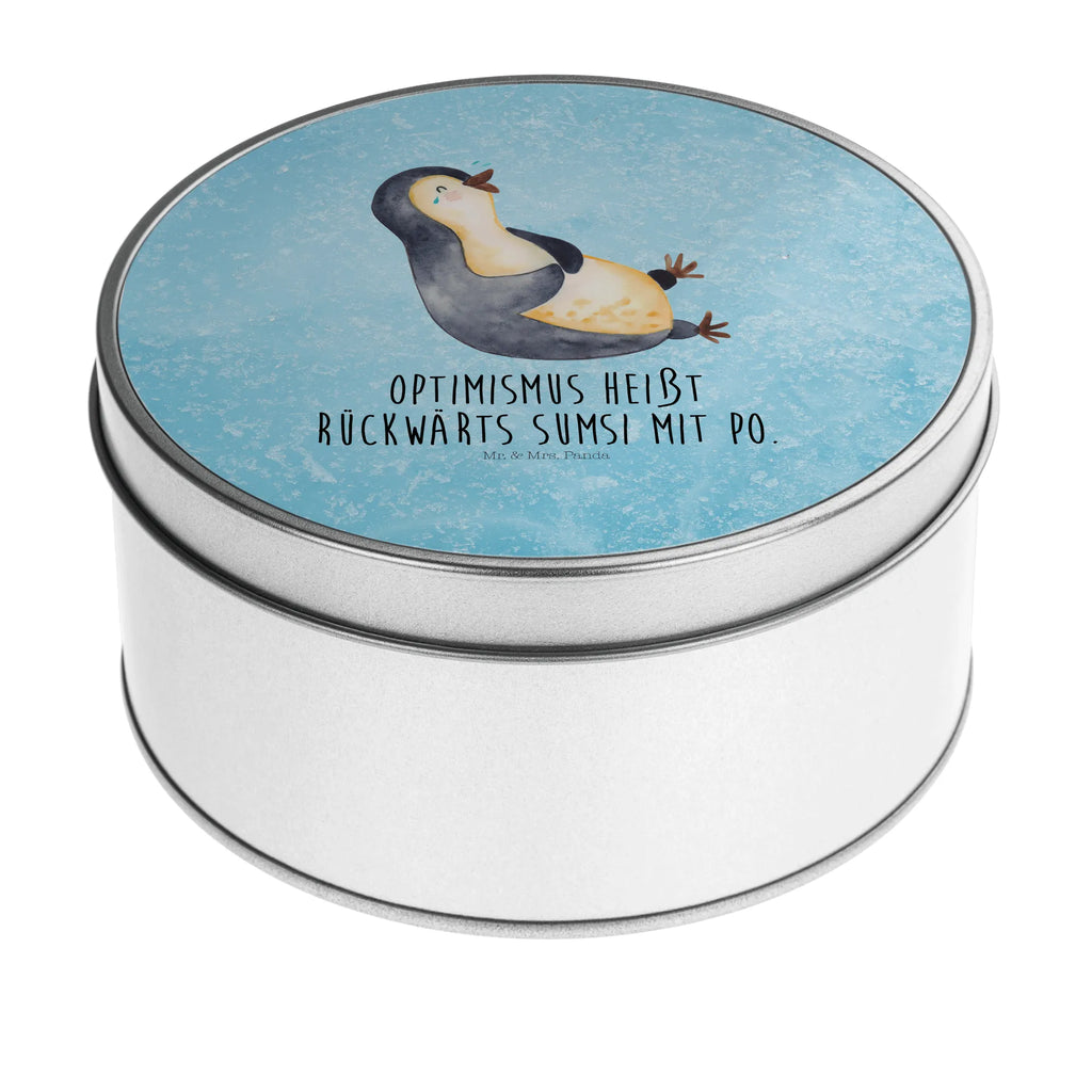 Blechdose rund Pinguin Lachen Metalldose, Keksdose, Dose, Vorratsdose, Geschenkbox, Lunchbox, Aufbewahrungsbox, Vorratsdosen, Metallkiste, Metallbox, Metallboxen, Aufbewahrungskiste, Geschenkkiste, Blechdosen mit Deckel, Metallkiste mit Deckel, Vorratsdosen mit Deckel, Metall Dose, Pinguin, Pinguine, lustiger Spruch, Optimismus, Fröhlich, Lachen, Humor, Fröhlichkeit